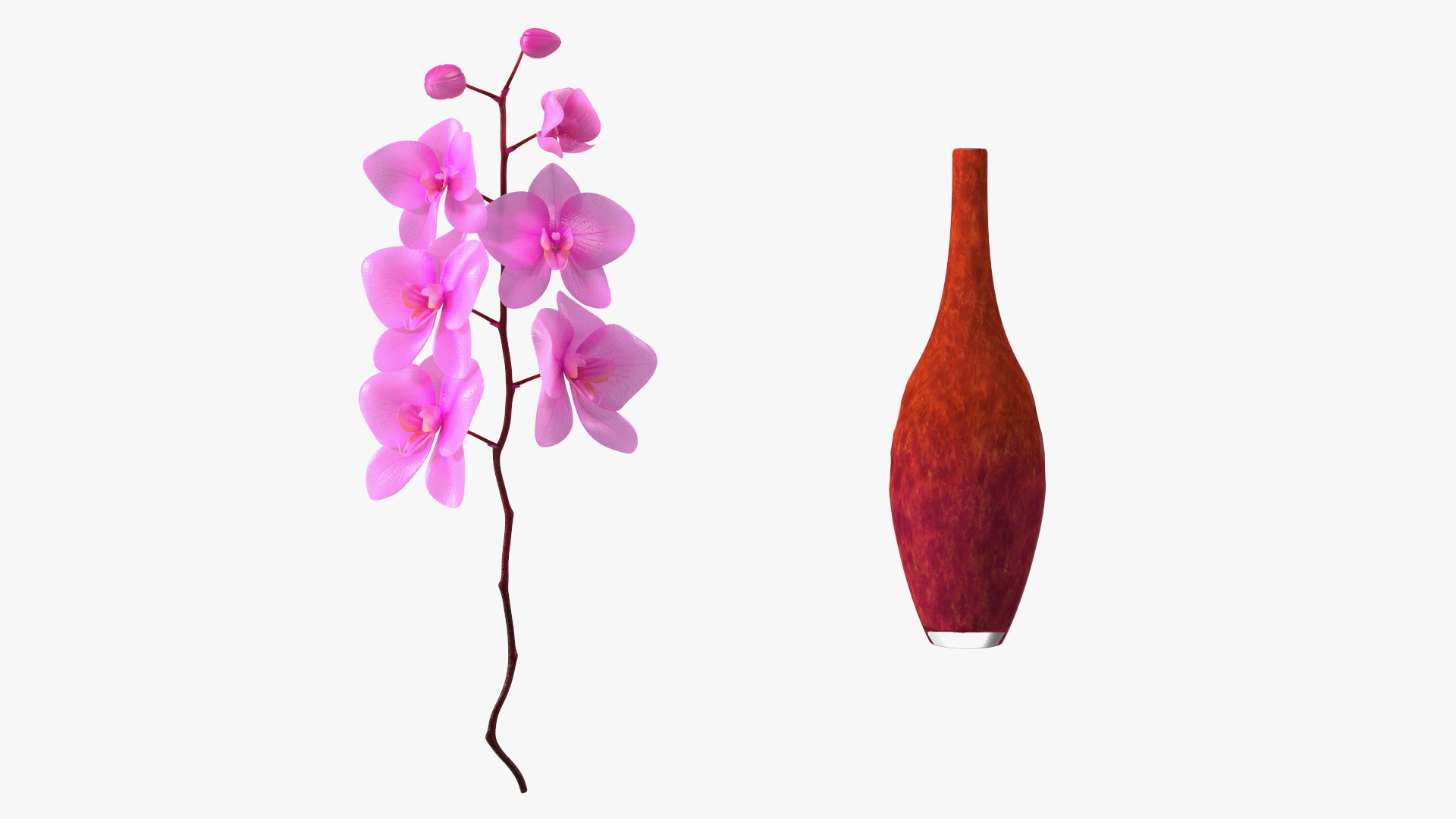 3D Small Pink Orchid in Glass Vase