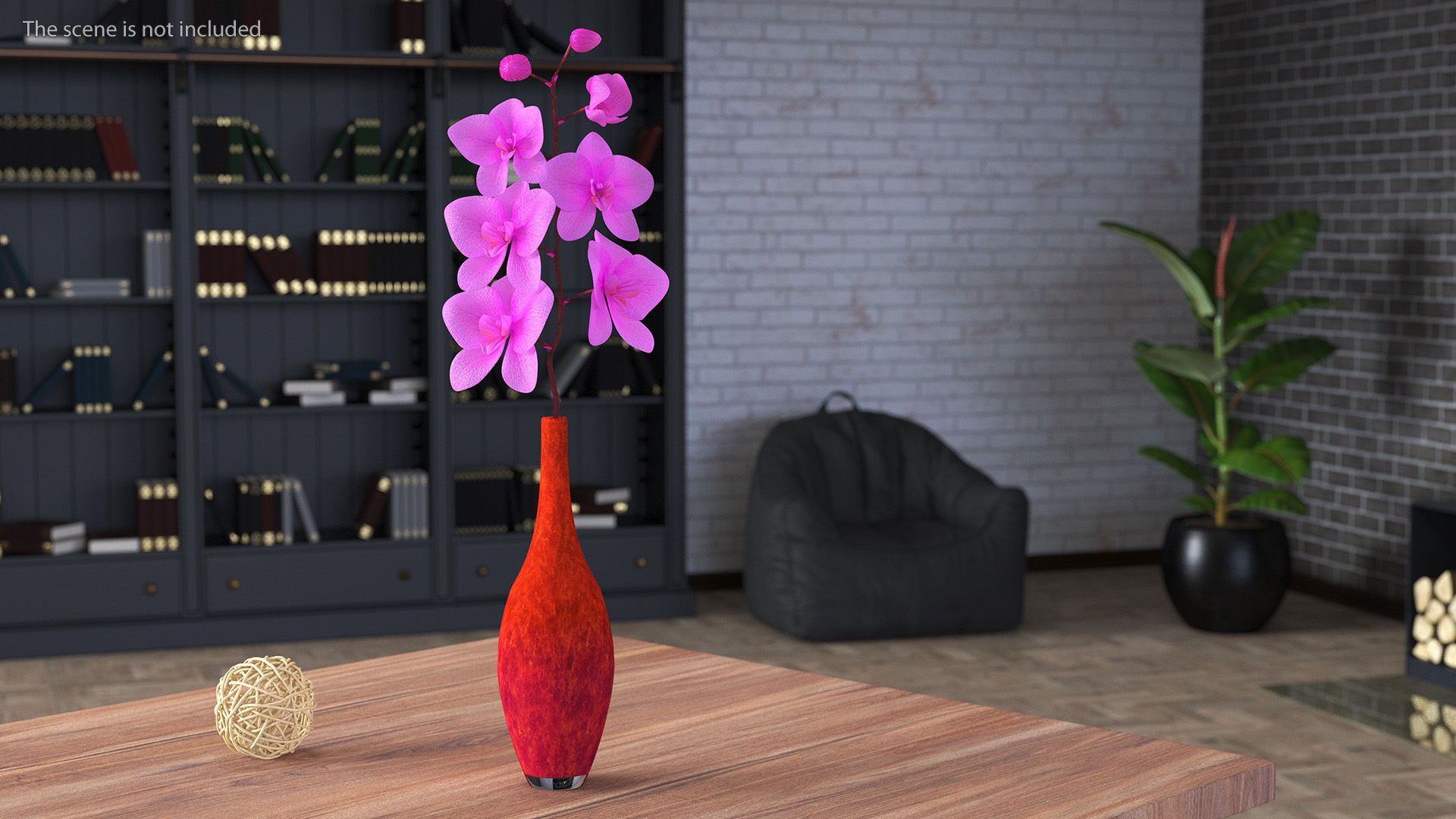 3D Small Pink Orchid in Glass Vase
