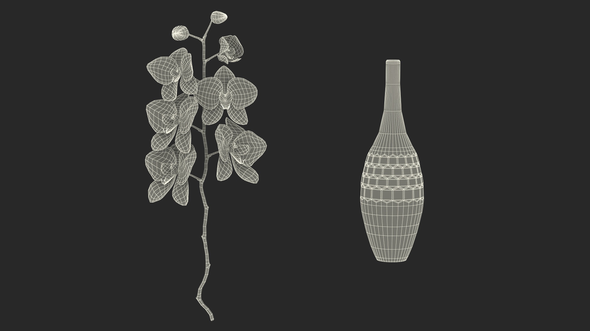 3D Small Pink Orchid in Glass Vase