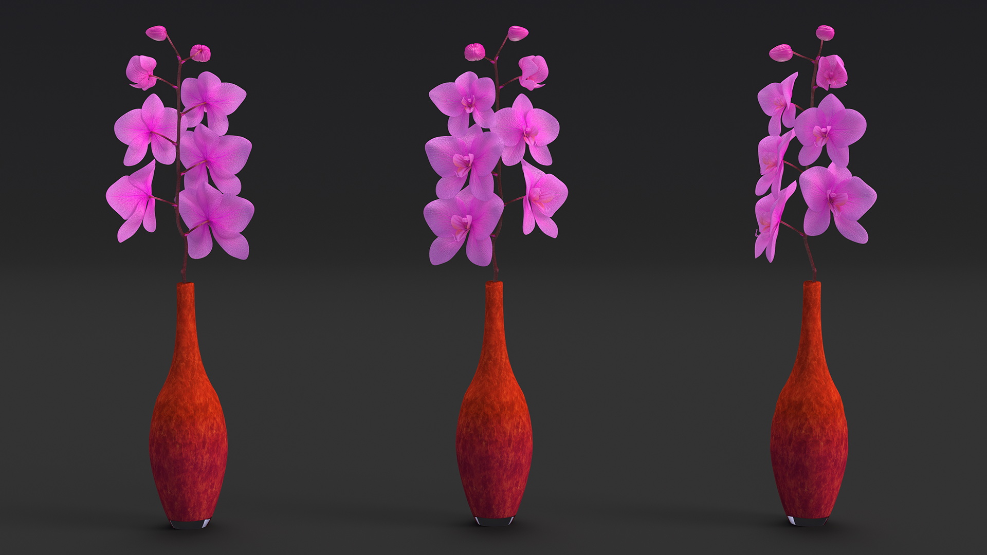 3D Small Pink Orchid in Glass Vase