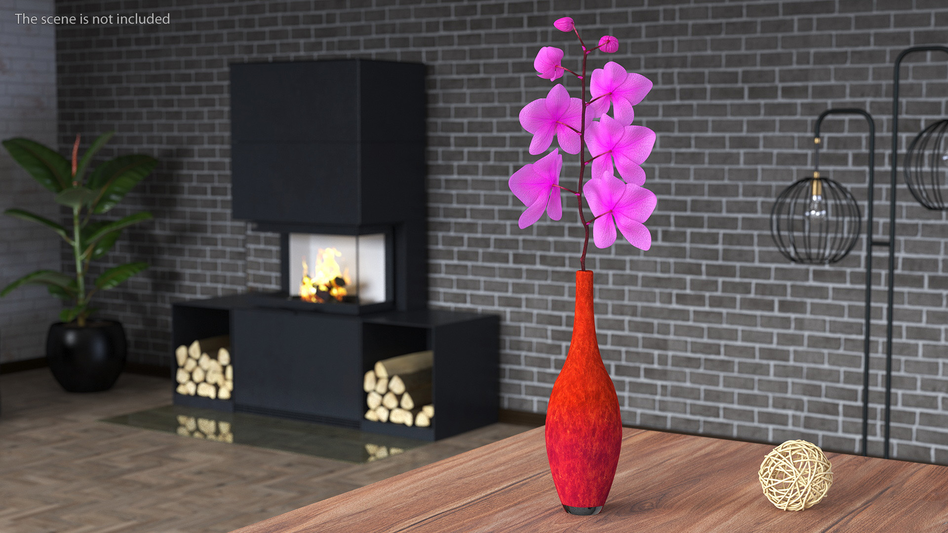 3D Small Pink Orchid in Glass Vase