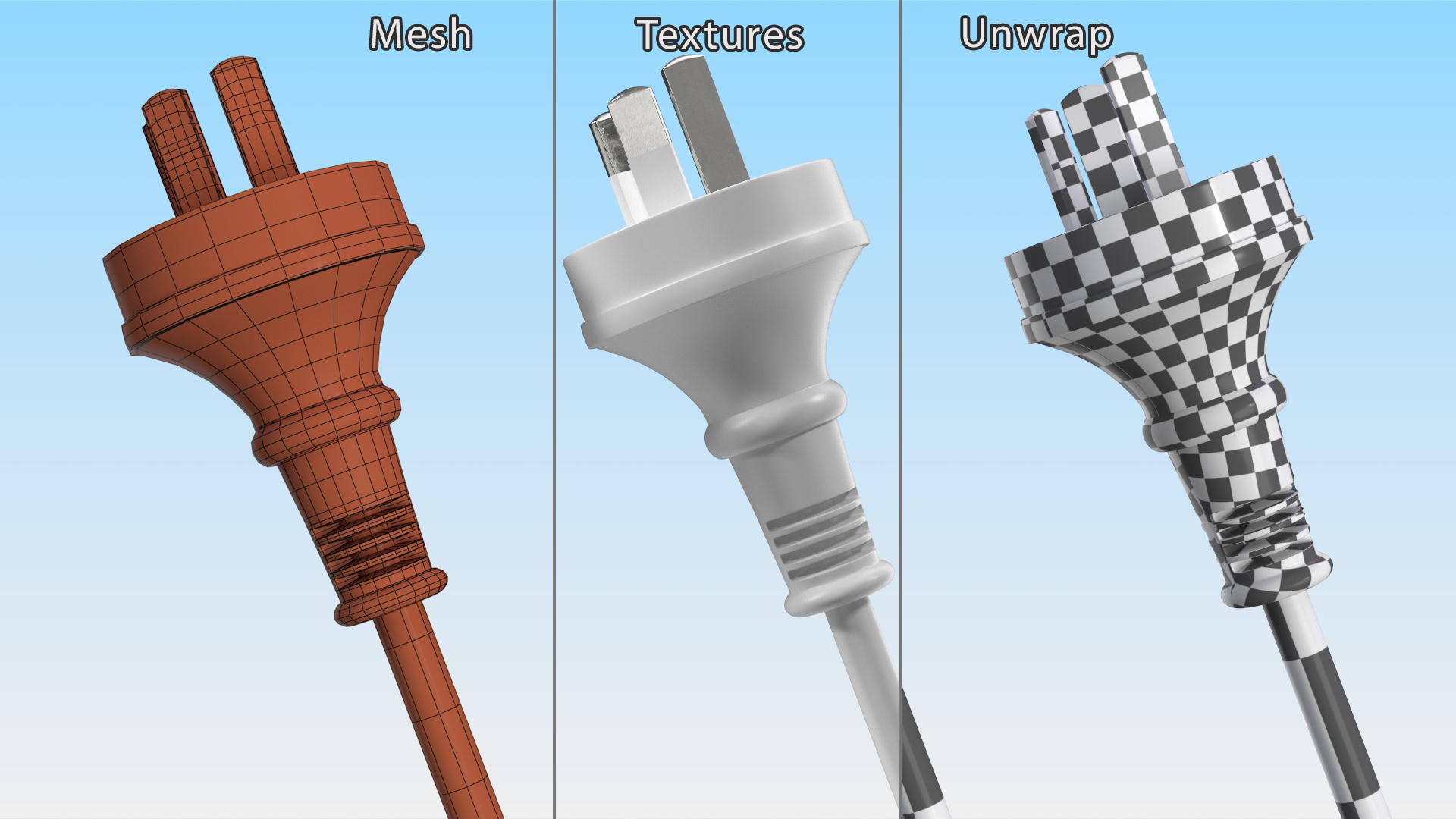 Type I Electric Plug White Rigged for Maya 3D
