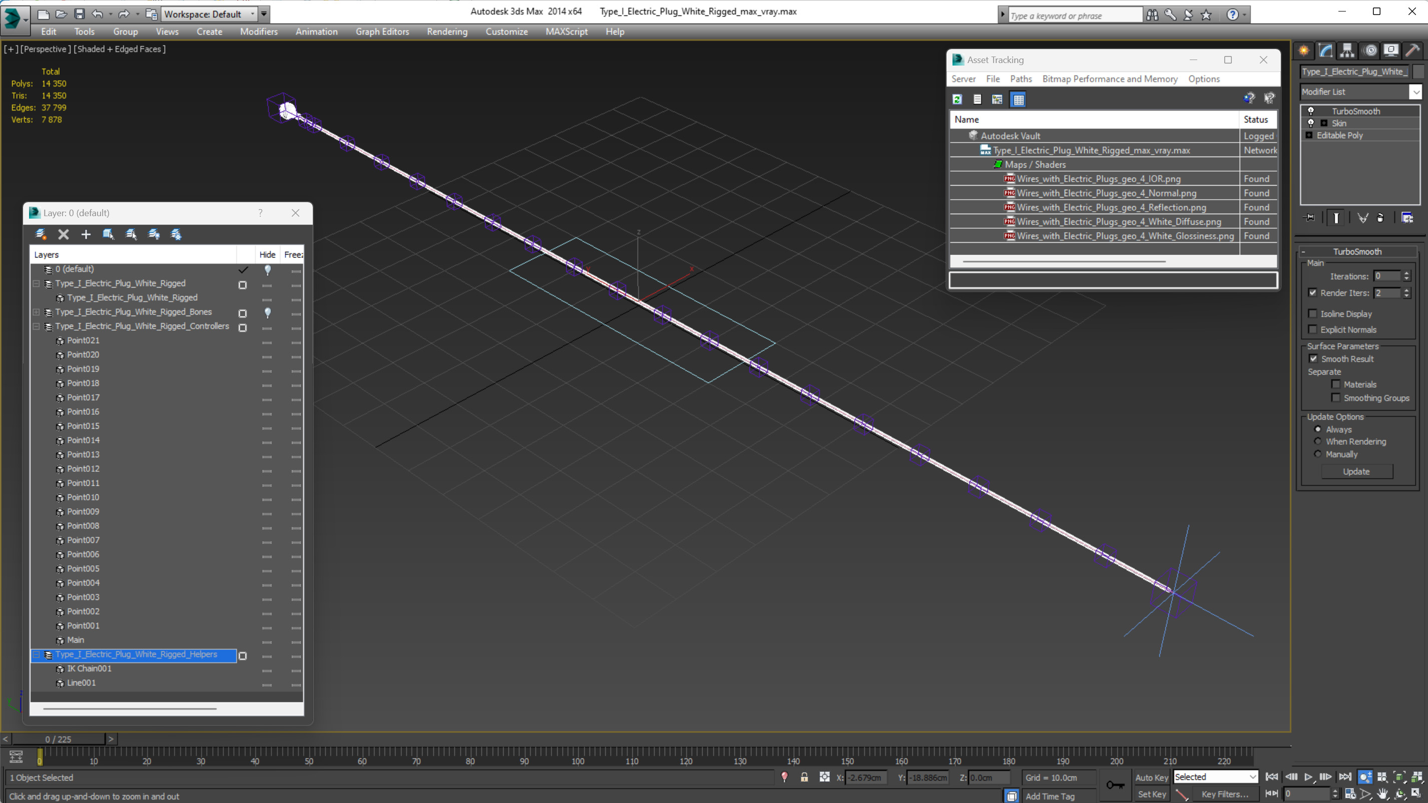 Type I Electric Plug White Rigged for Maya 3D