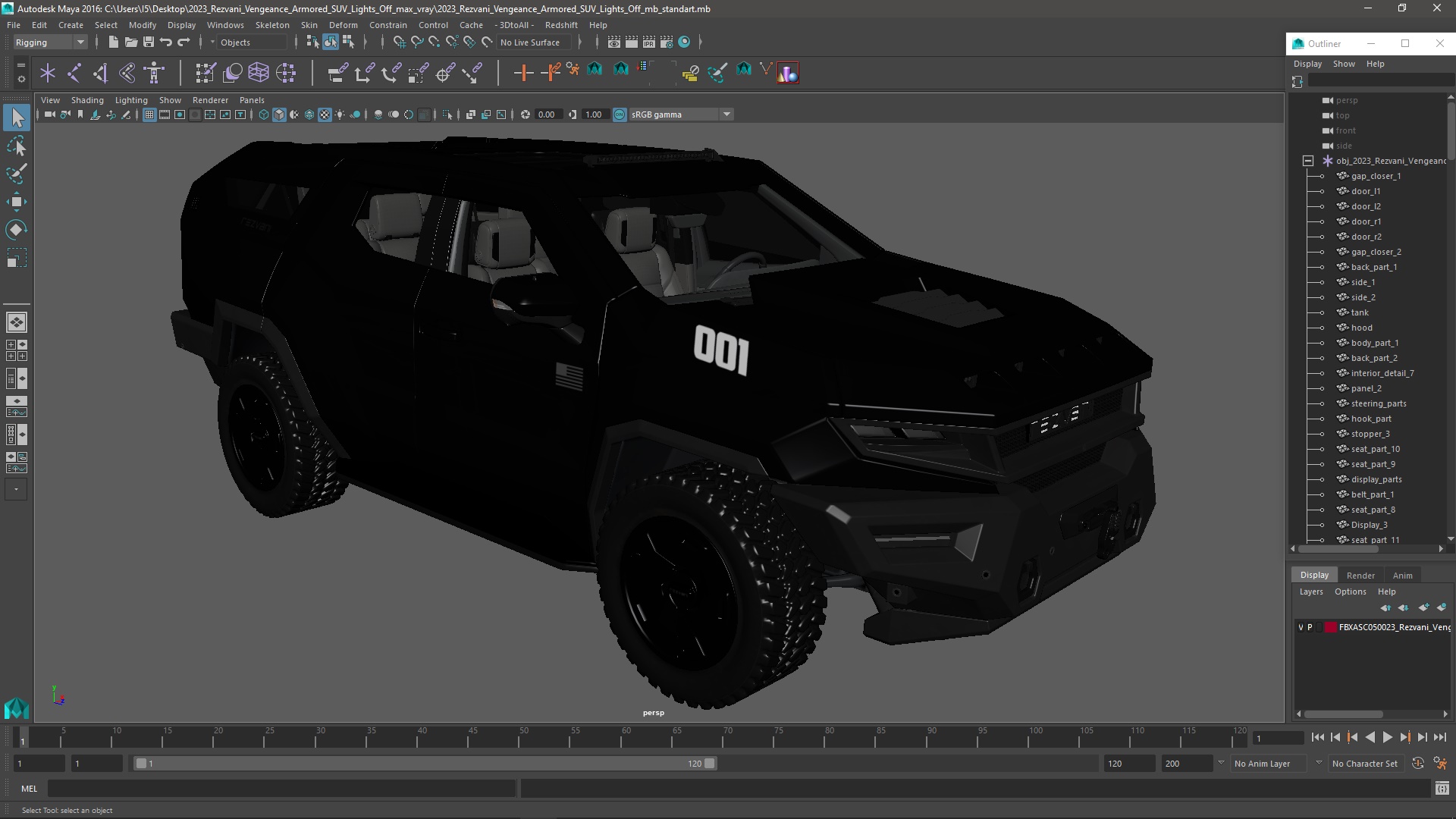 3D model 2023 Rezvani Vengeance Armored SUV Lights Off