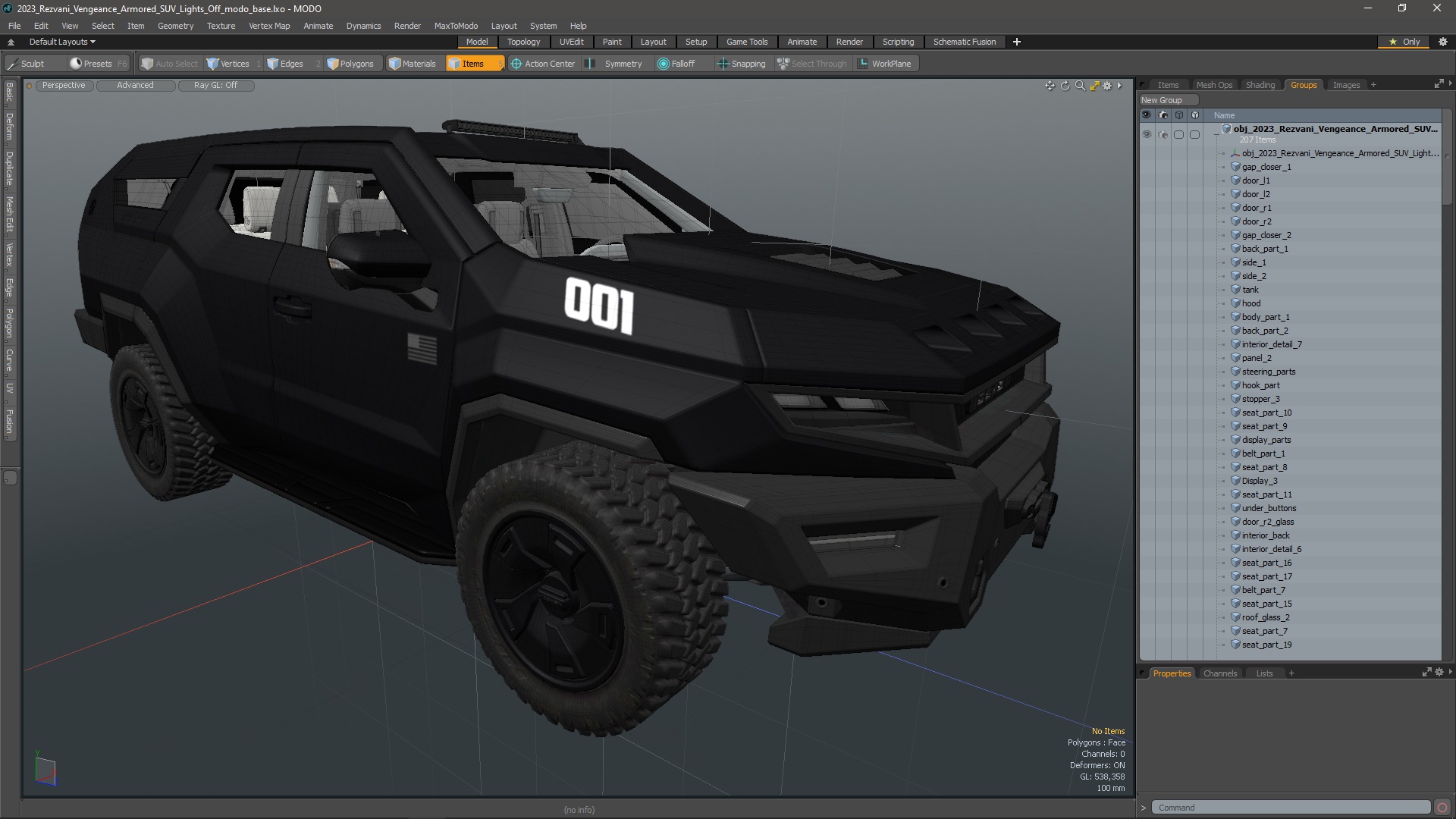 3D model 2023 Rezvani Vengeance Armored SUV Lights Off