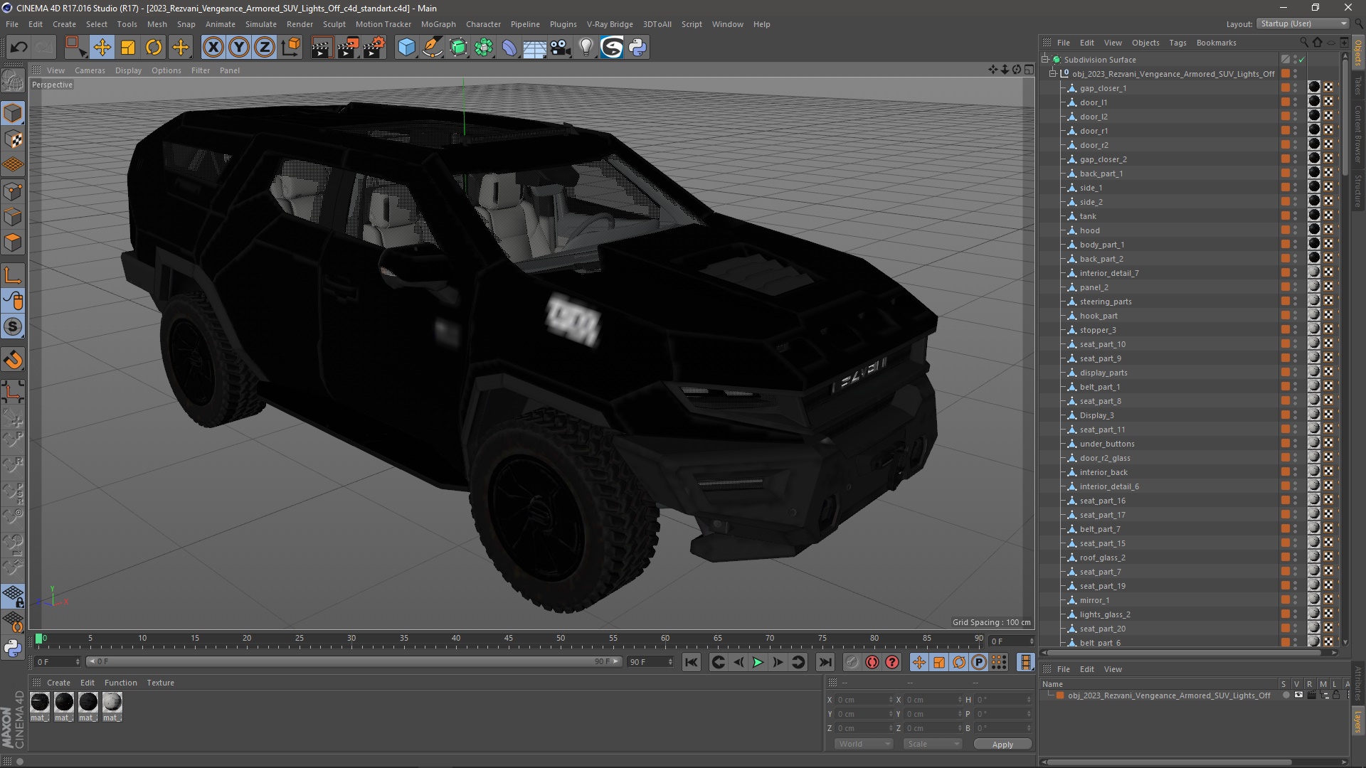 3D model 2023 Rezvani Vengeance Armored SUV Lights Off