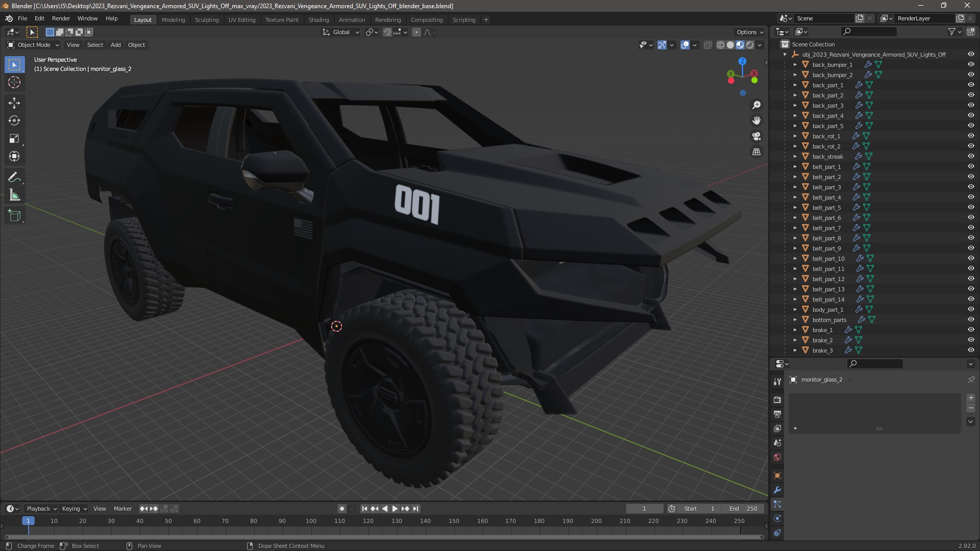3D model 2023 Rezvani Vengeance Armored SUV Lights Off