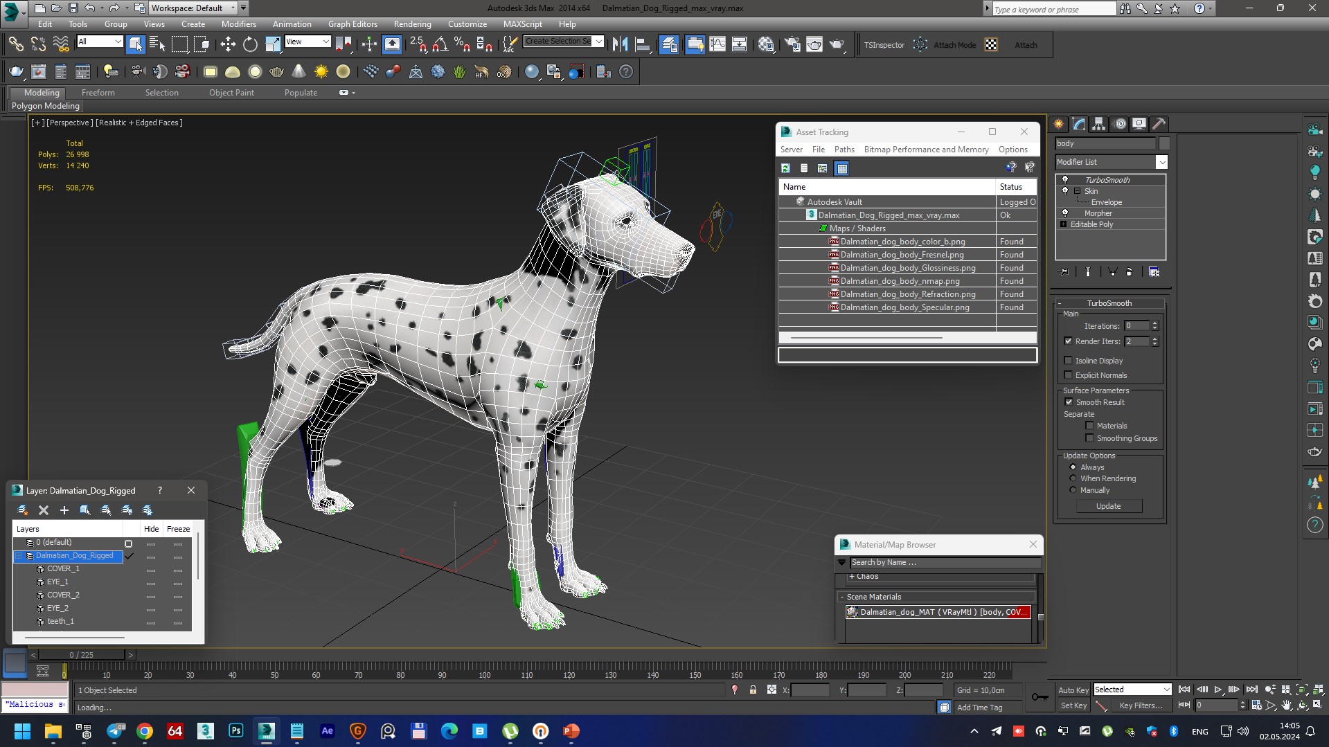Dalmatian Dog Rigged for Cinema 4D 3D model
