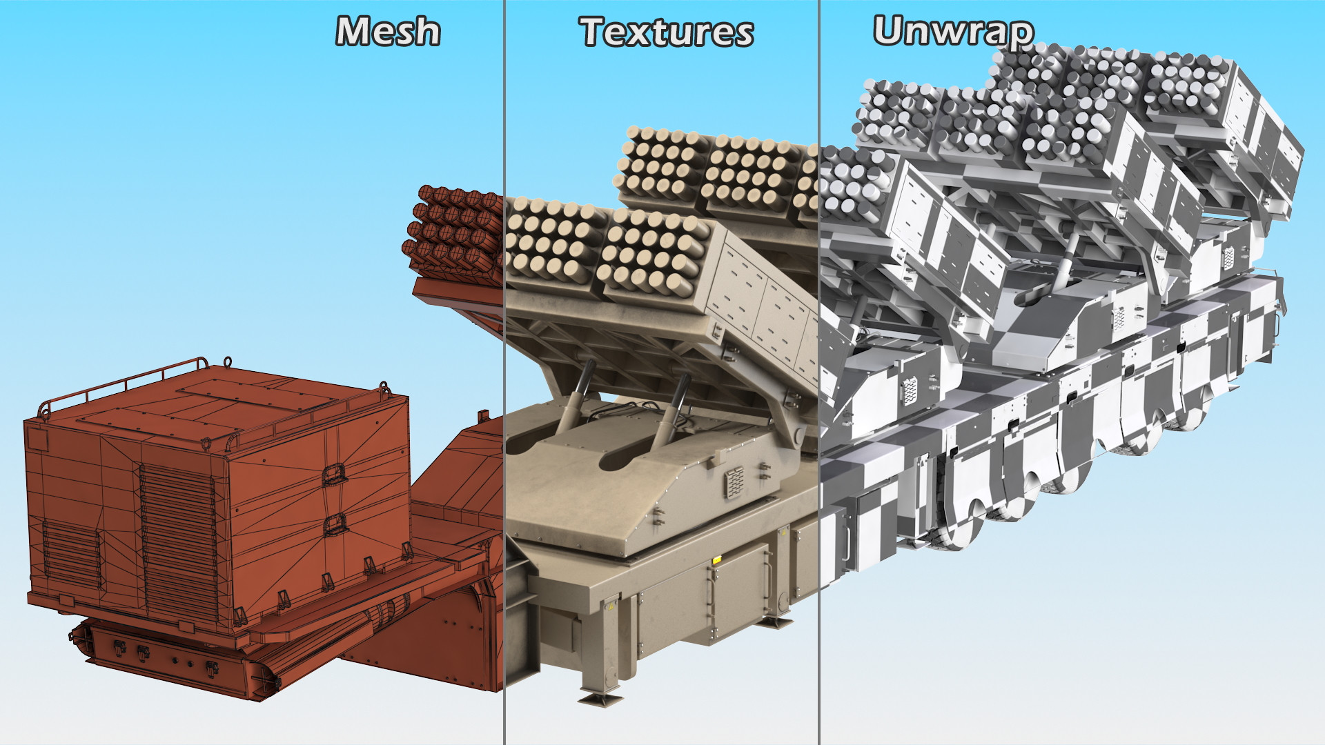 3D model Roketsan Jobaria Tr-122 Multiple Launch Rocket System Rigged