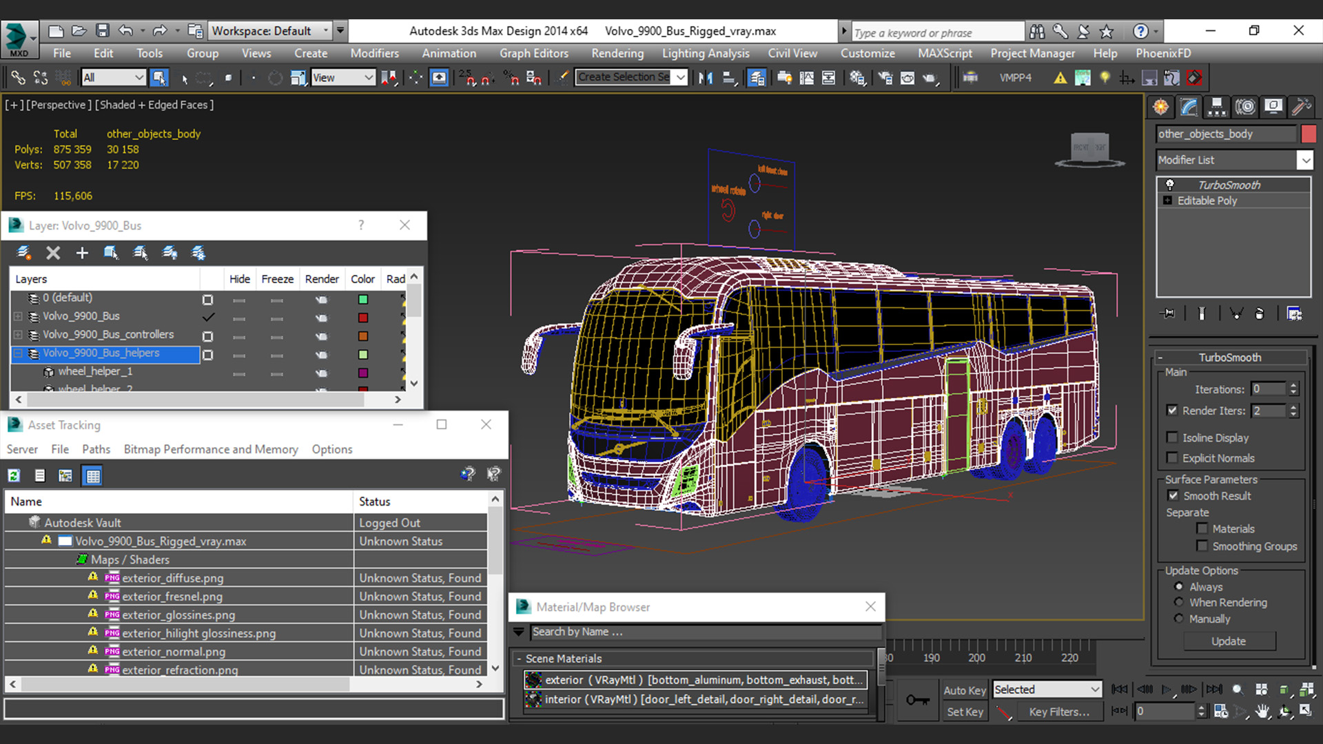 3D Volvo 9900 Bus Rigged