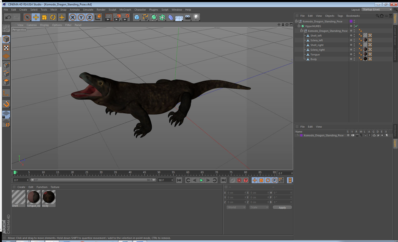 Komodo Dragon Standing Pose 3D