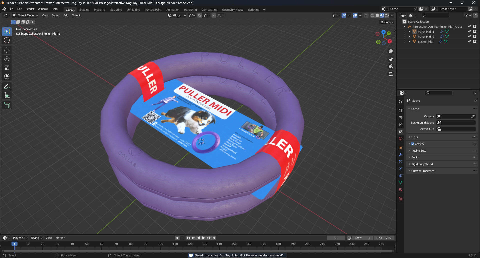 Interactive Dog Toy Puller Midi Package 3D model