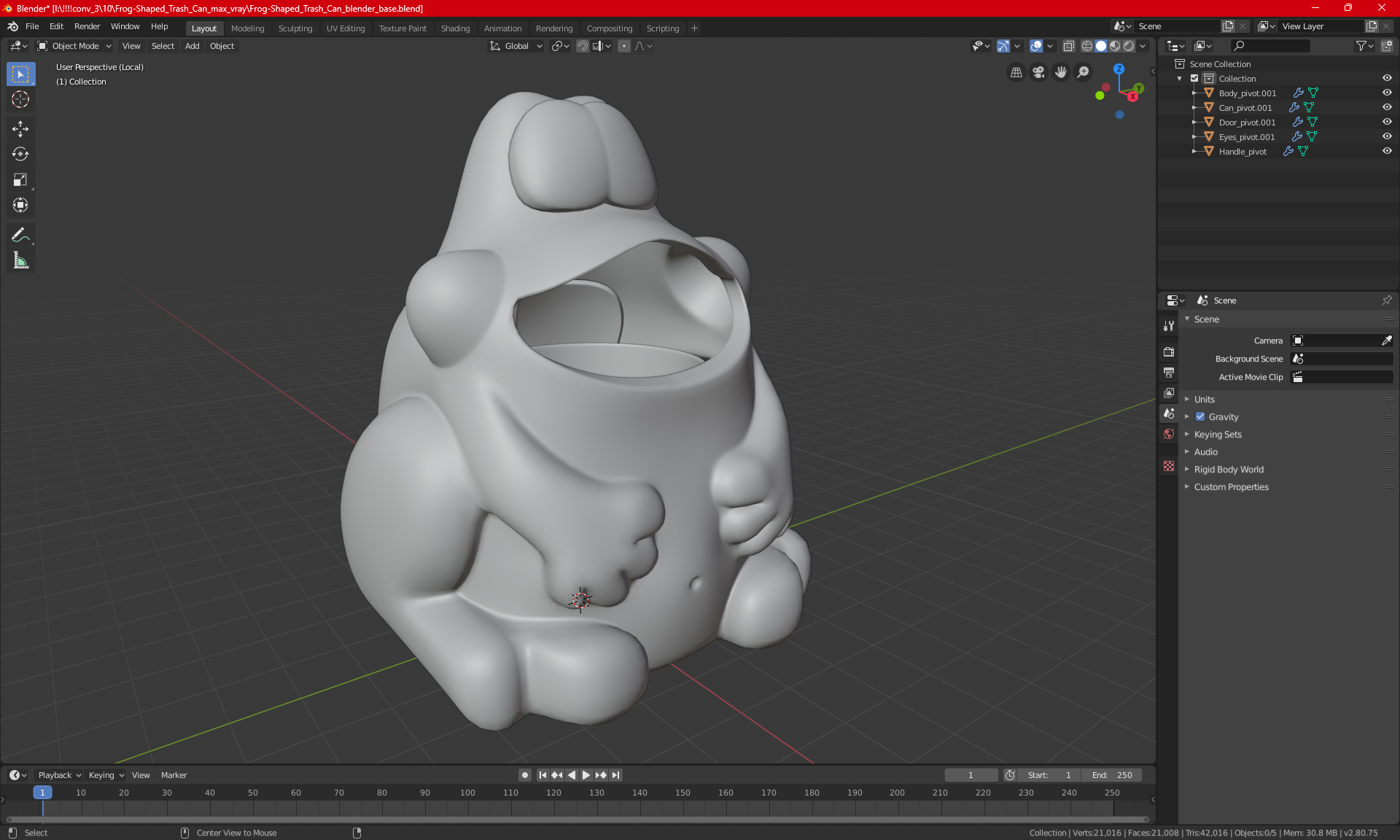 3D Frog-Shaped Trash Can
