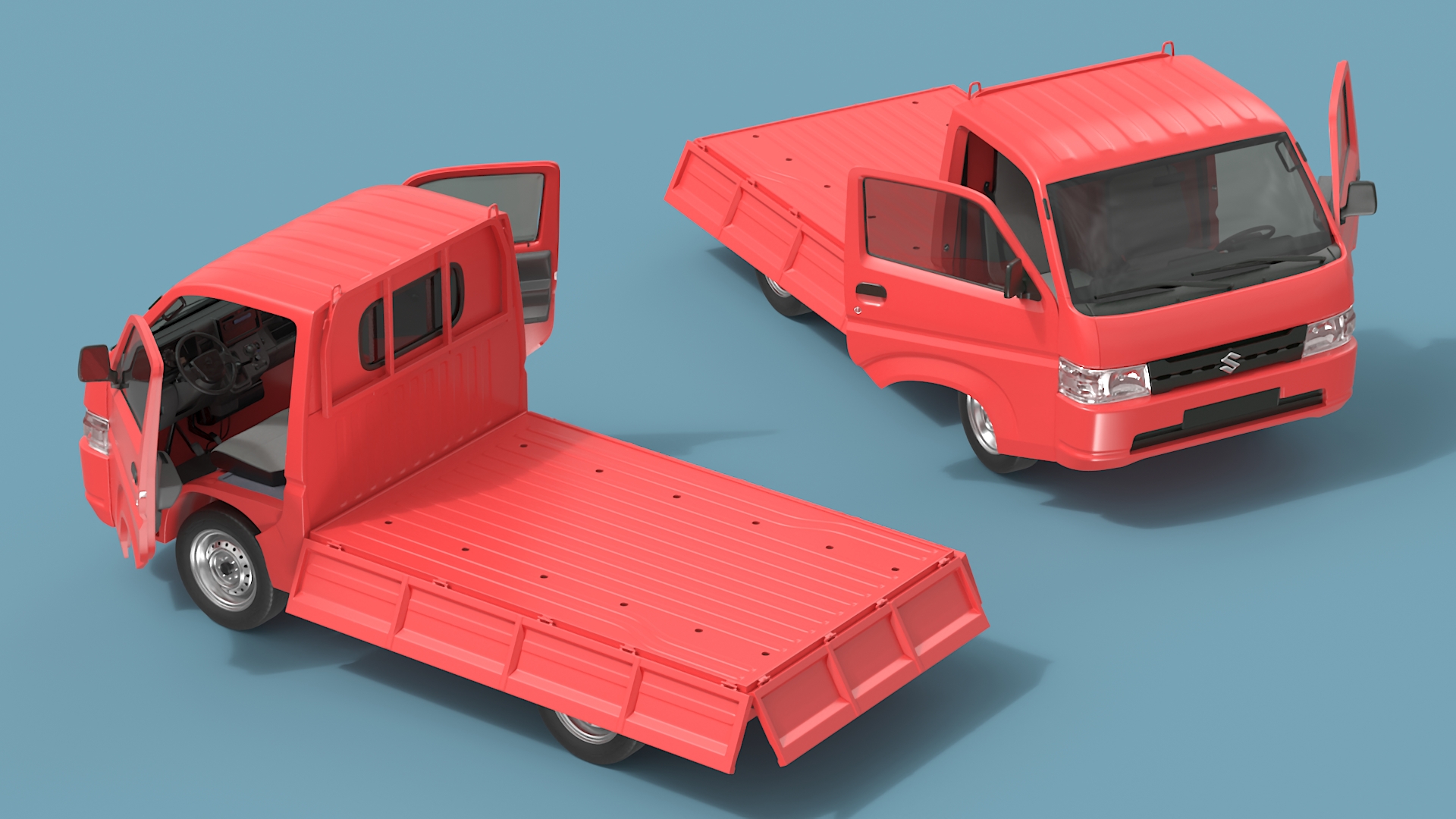 3D Suzuki Carry Truck Red Rigged for Cinema 4D model