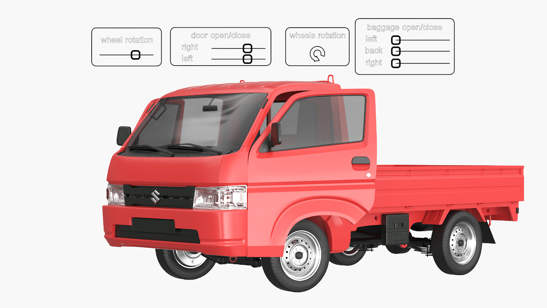 3D Suzuki Carry Truck Red Rigged for Cinema 4D model