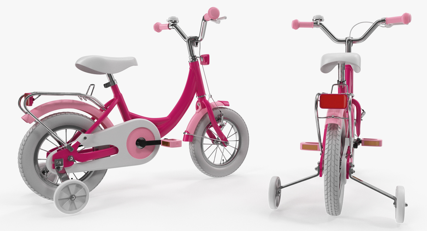3D Girls Kids Bike with Training Wheels