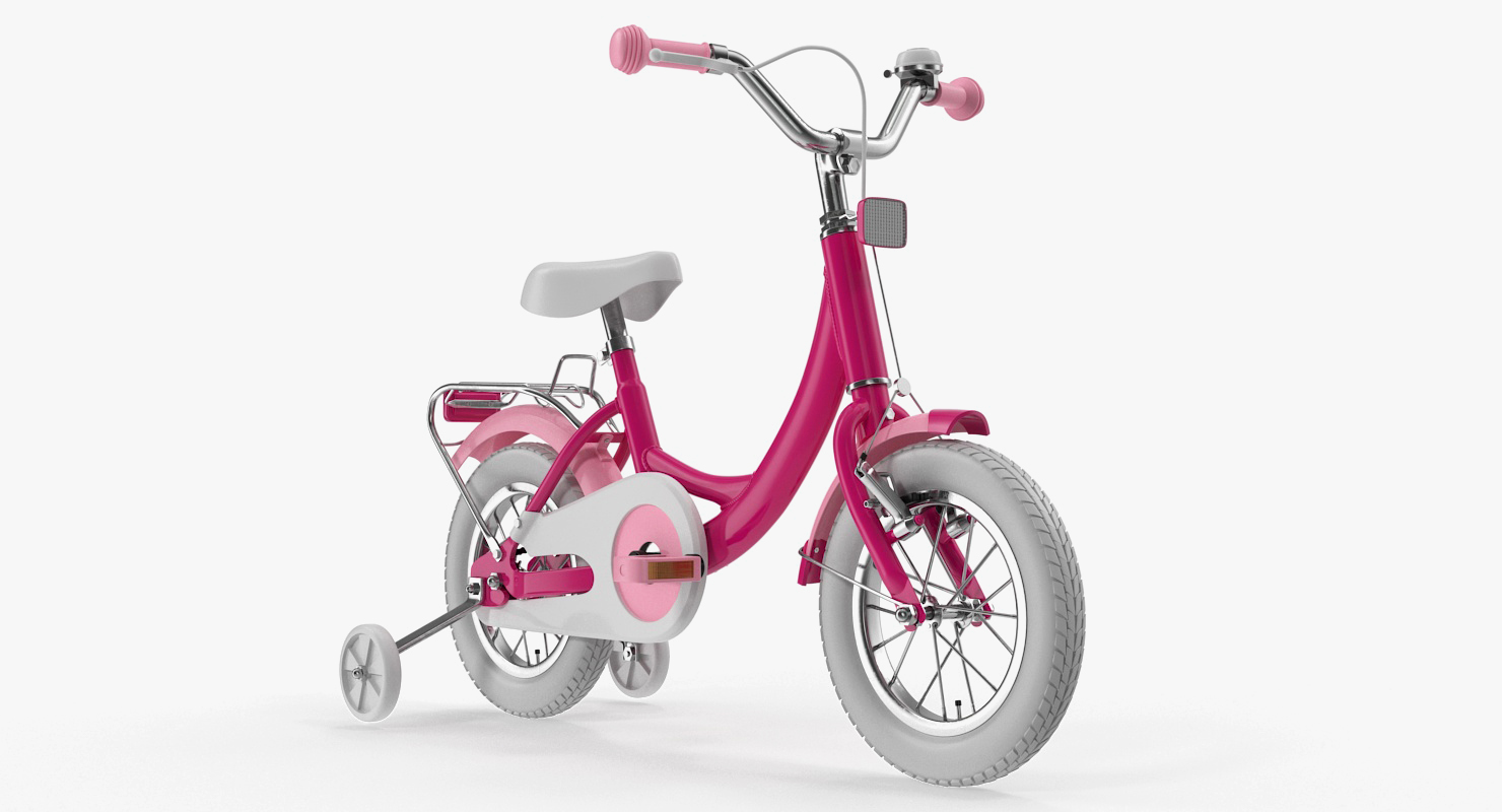 3D Girls Kids Bike with Training Wheels