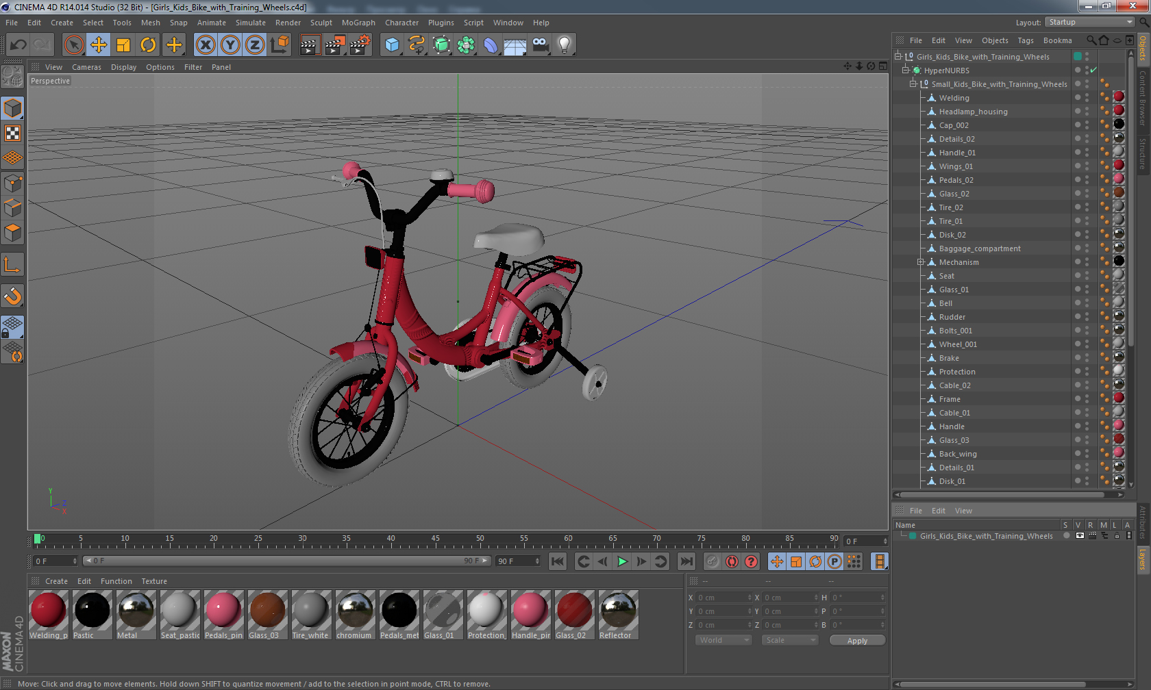 3D Girls Kids Bike with Training Wheels