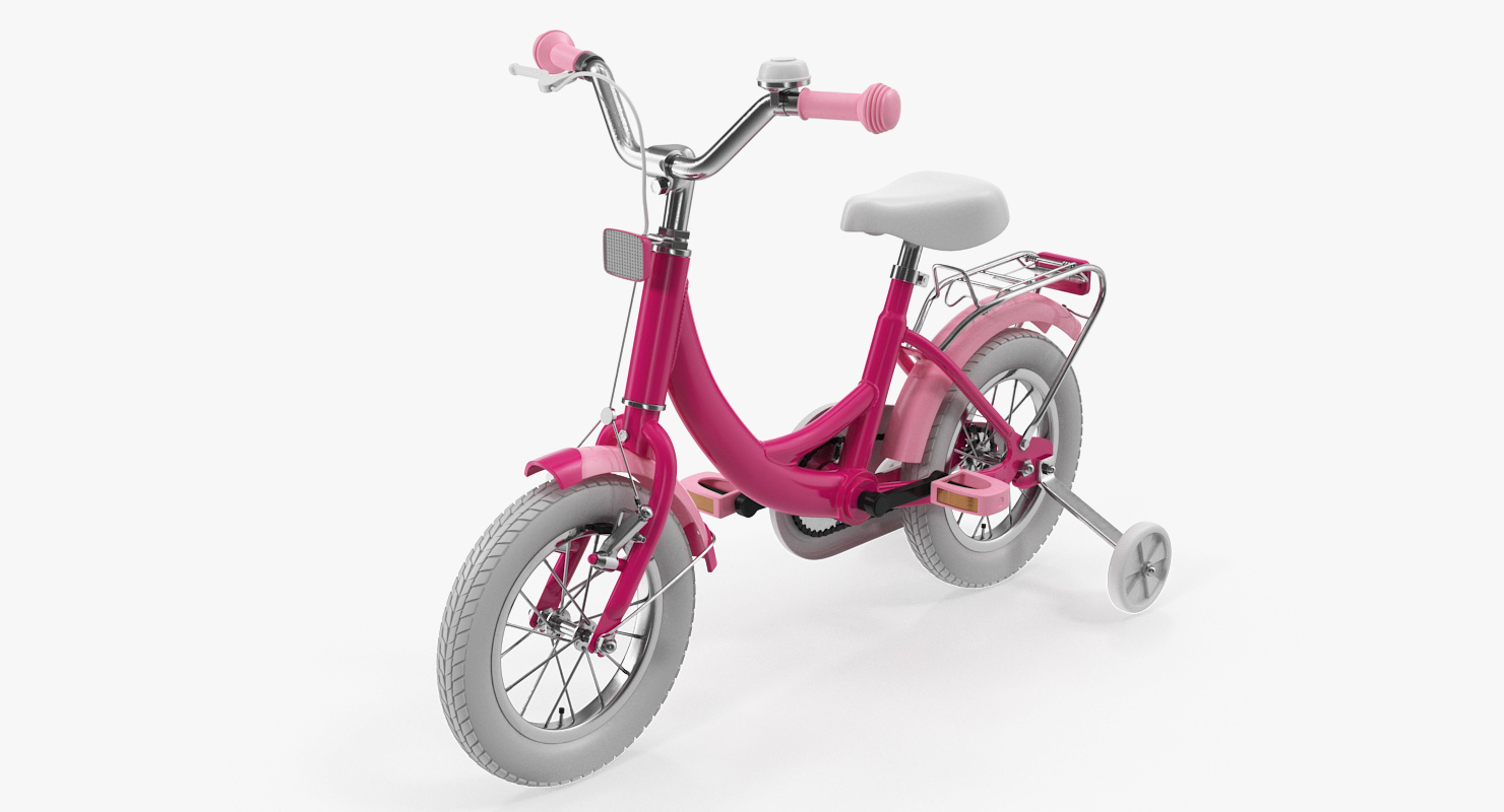 3D Girls Kids Bike with Training Wheels