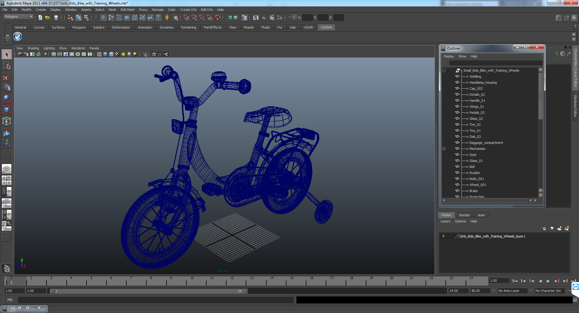 3D Girls Kids Bike with Training Wheels