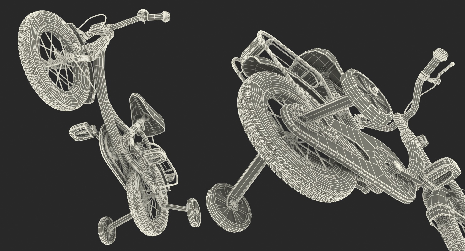 3D Girls Kids Bike with Training Wheels