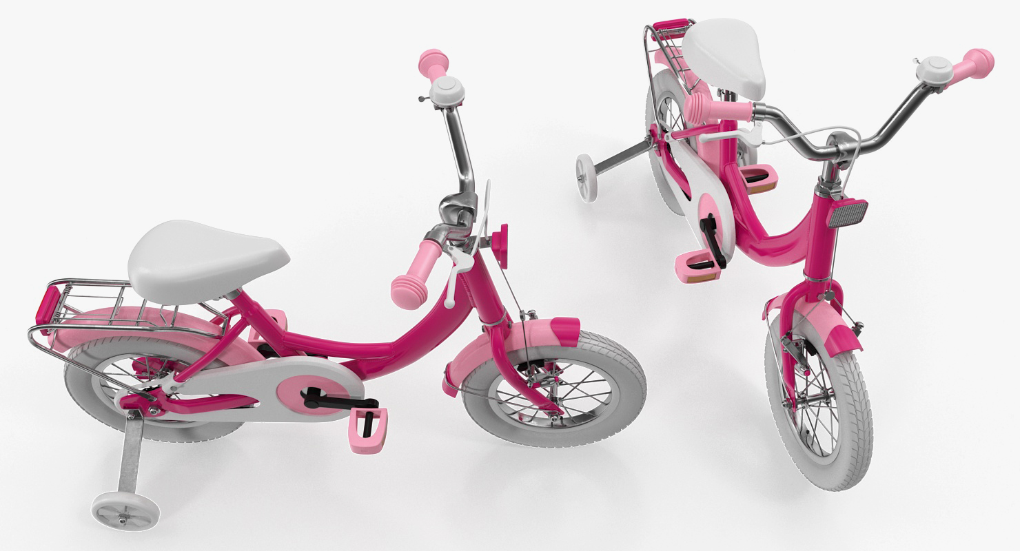 3D Girls Kids Bike with Training Wheels