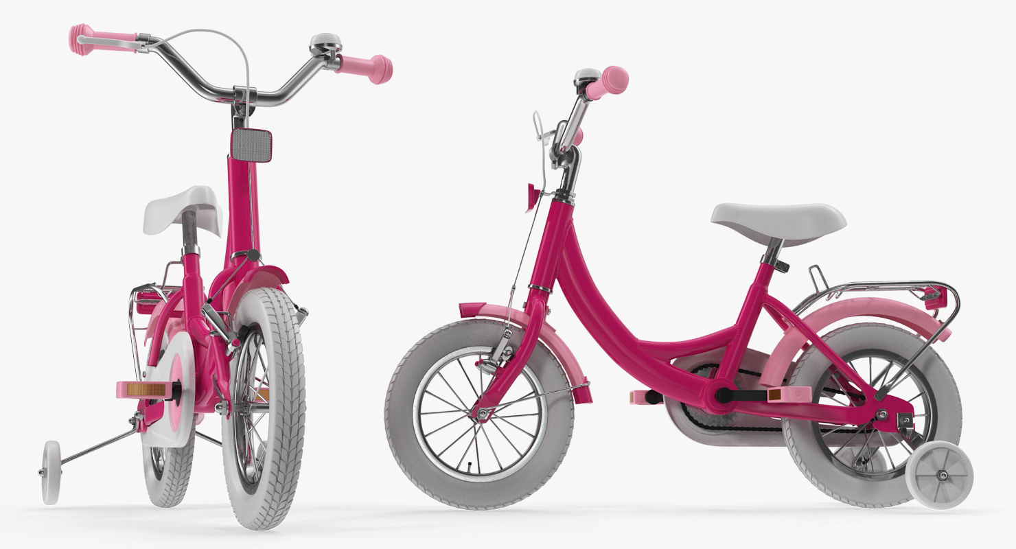 3D Girls Kids Bike with Training Wheels