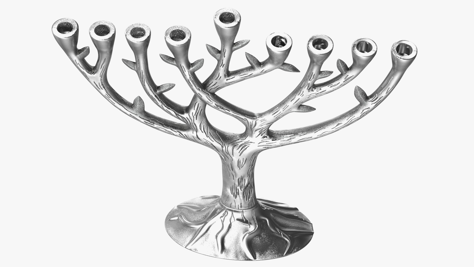 3D model Hanukkah Menorah Candelabrum Silver