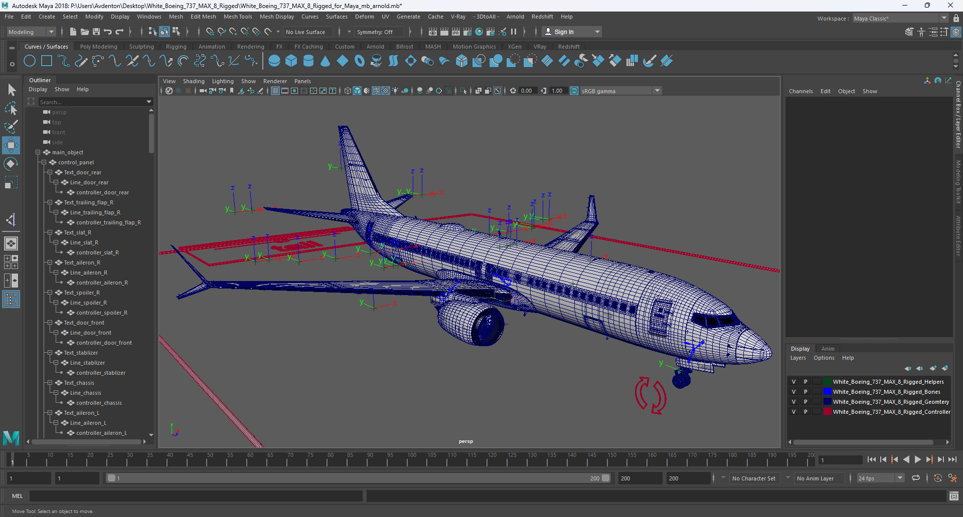 3D White Boeing 737 MAX 8 Rigged for Maya model