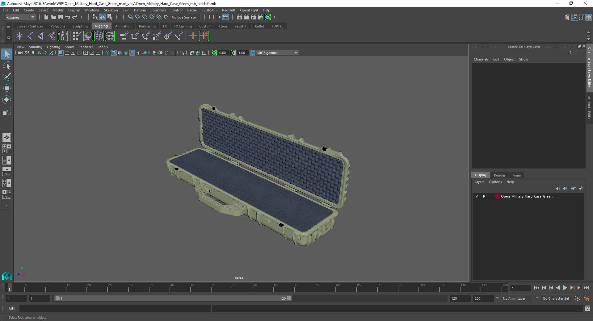Open Military Hard Case Green 3D model