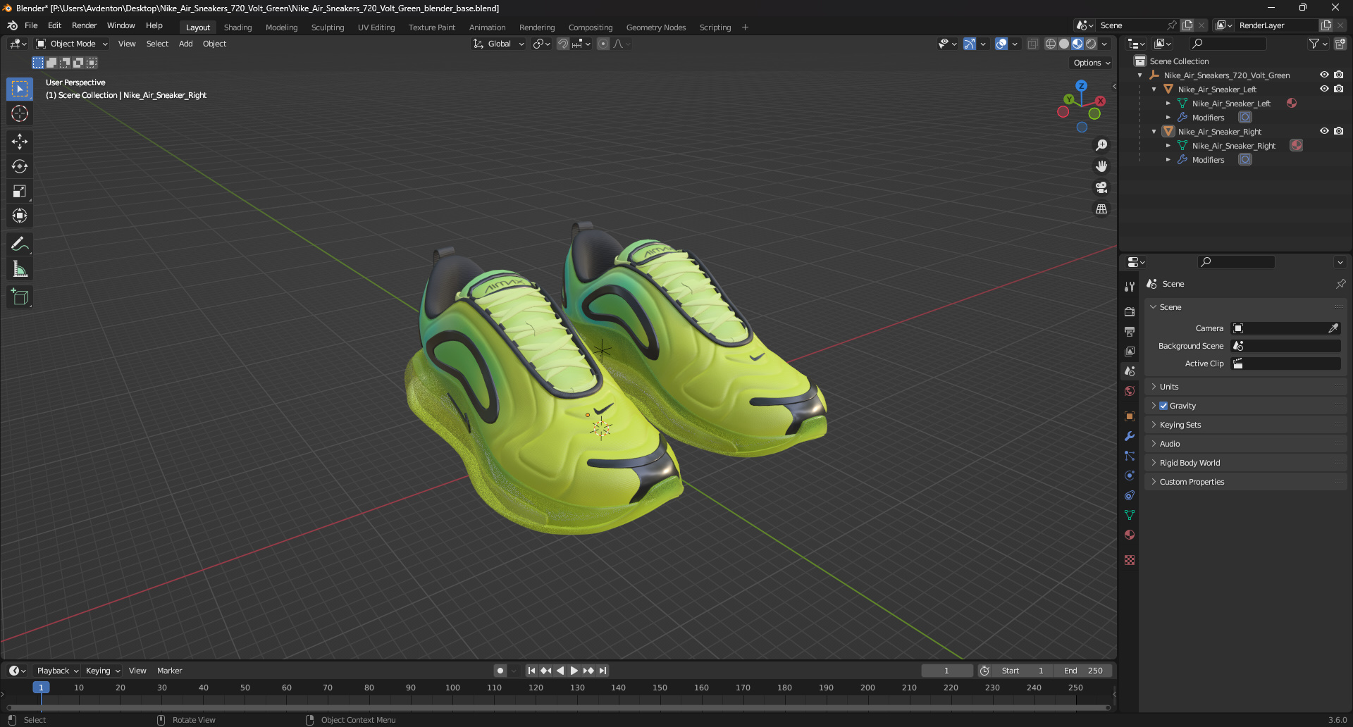 Nike Air Sneakers 720 Volt Green 3D