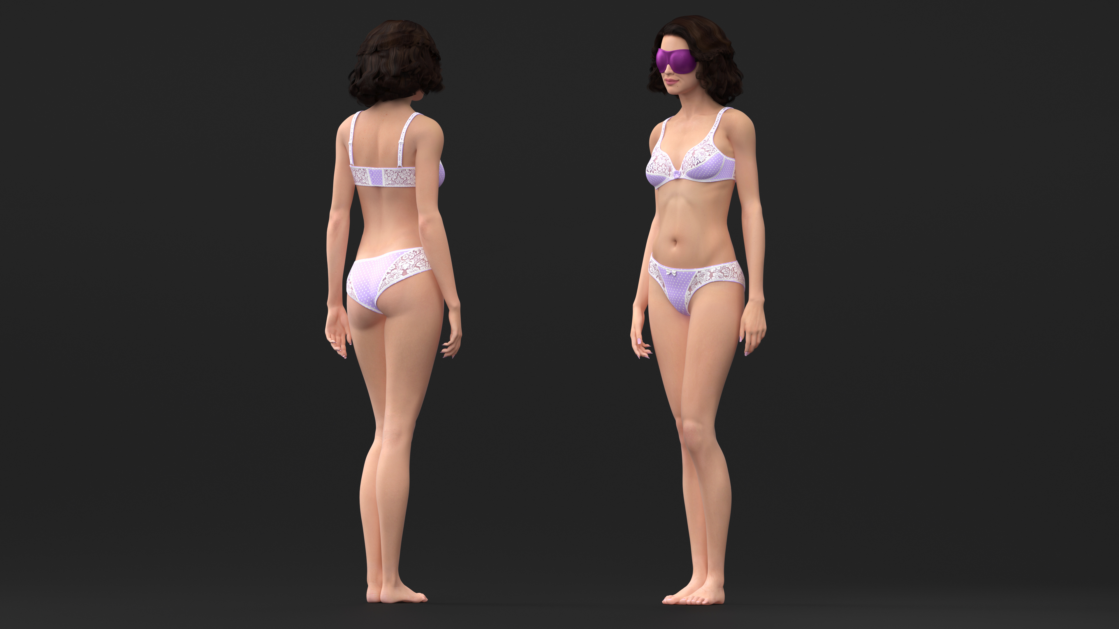 Woman Wearing Pink Eye Mask 3D