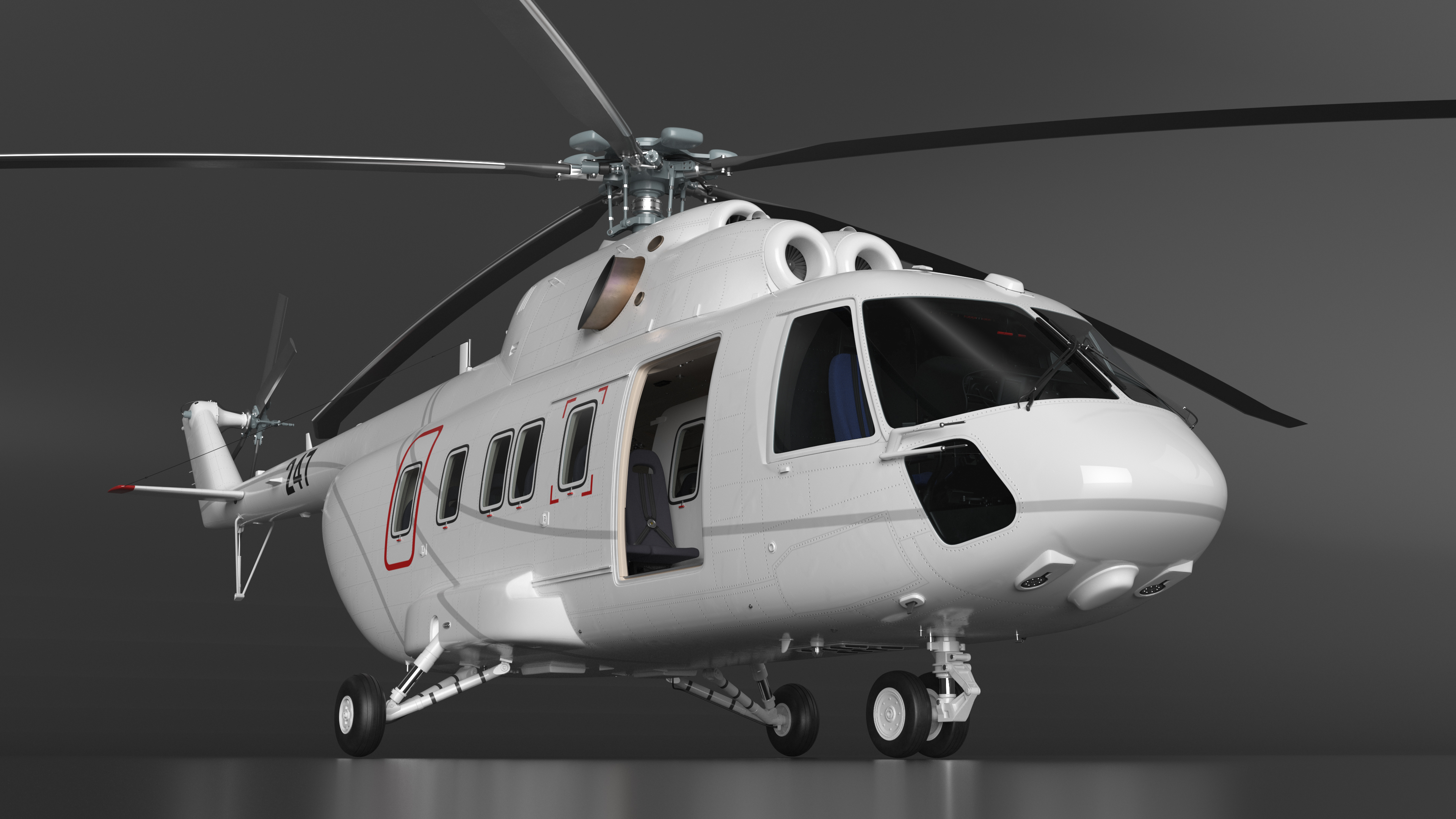 Helicopter MI-171 A3 White Rigged for Maya 3D