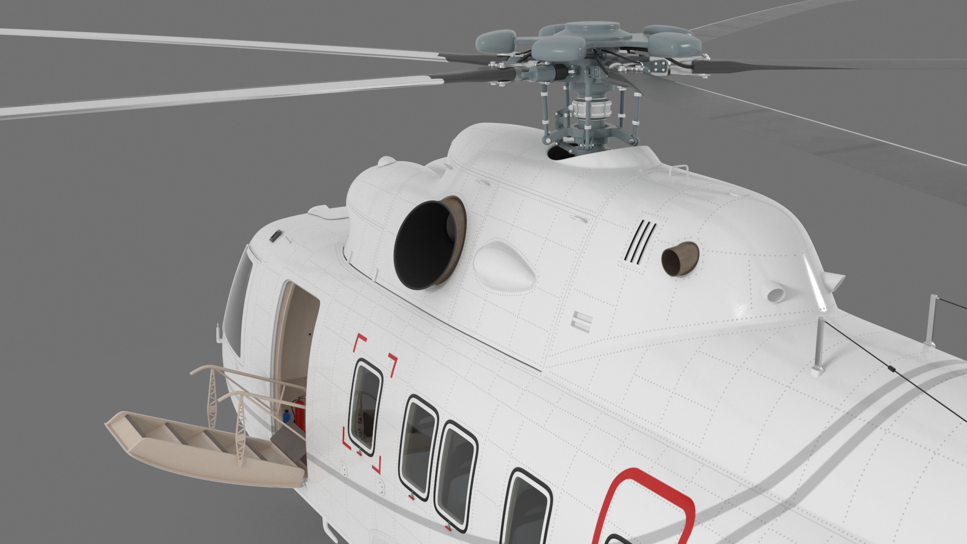 Helicopter MI-171 A3 White Rigged for Maya 3D