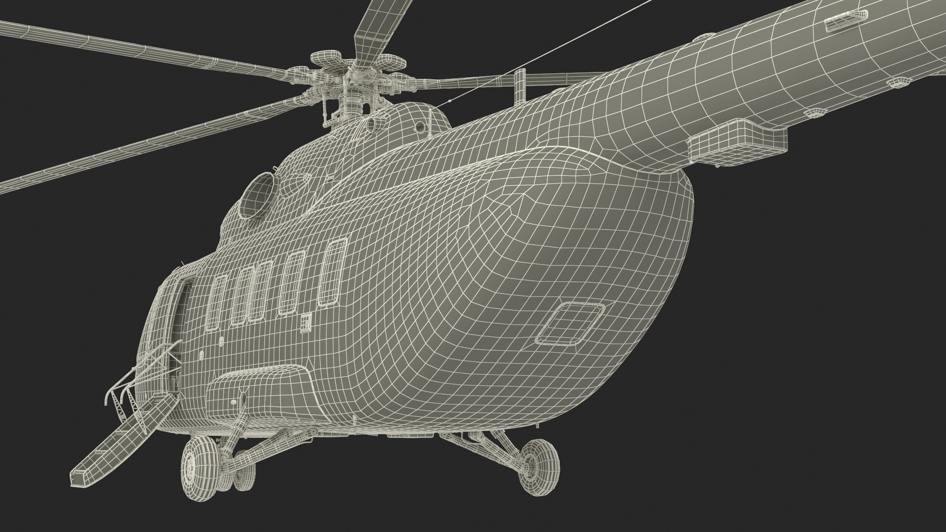 Helicopter MI-171 A3 White Rigged for Maya 3D