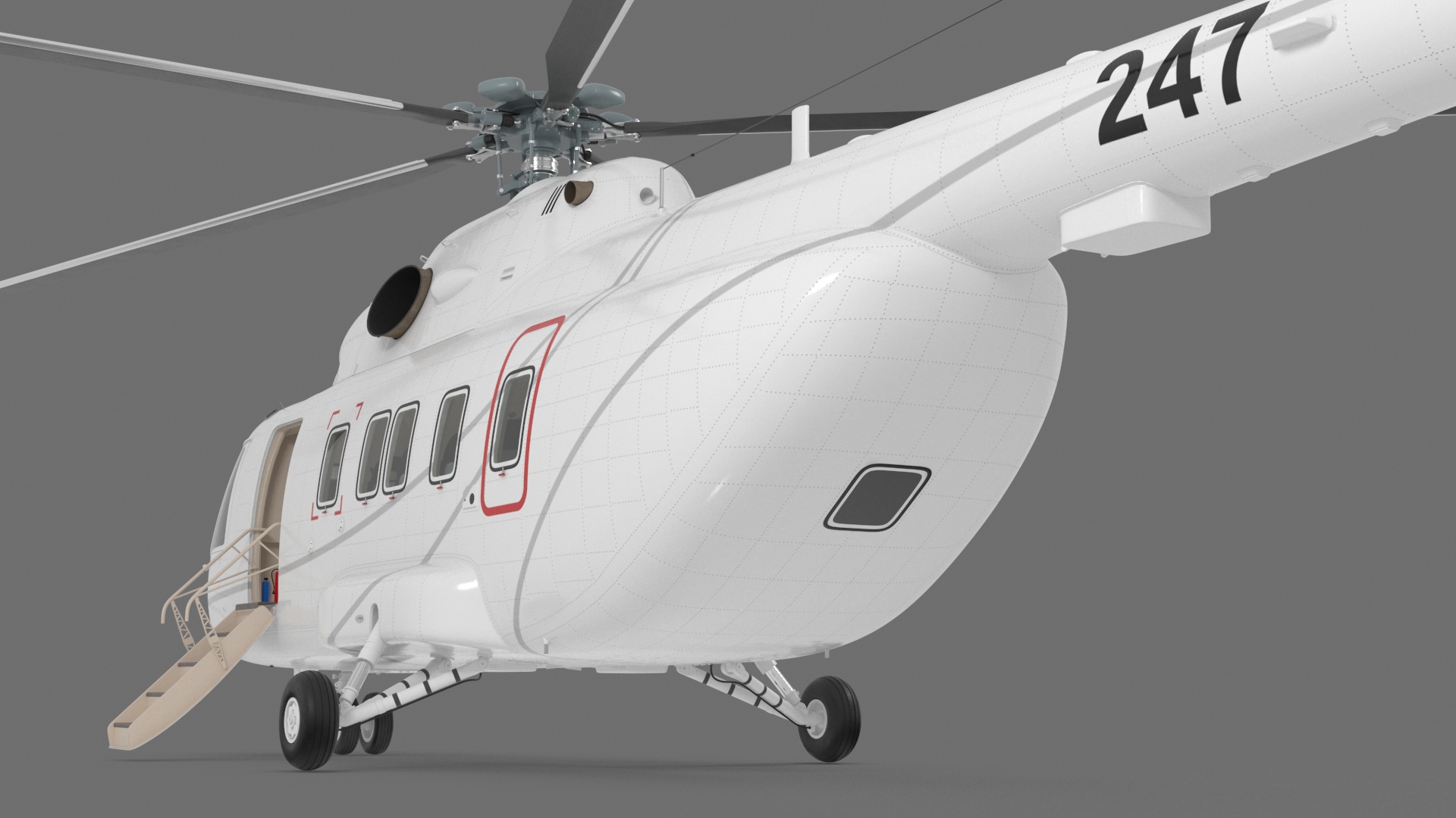 Helicopter MI-171 A3 White Rigged for Maya 3D