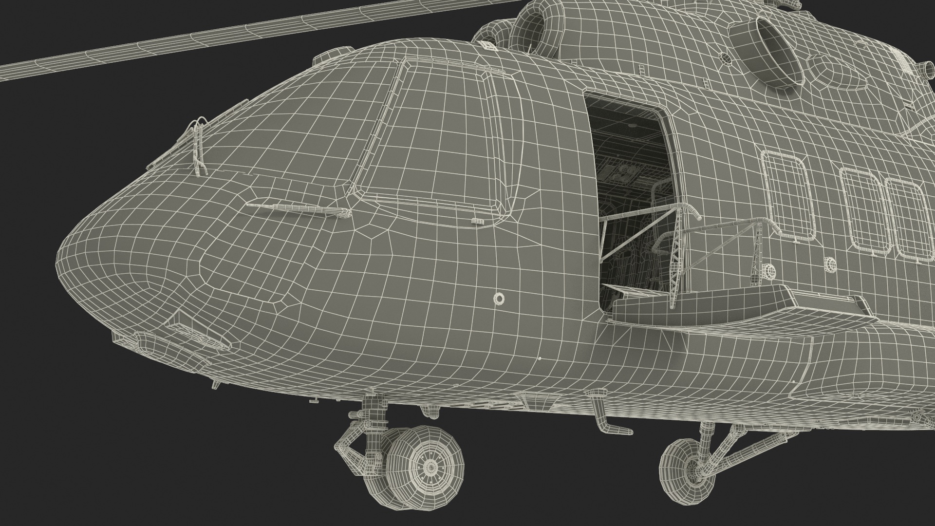 Helicopter MI-171 A3 White Rigged for Maya 3D