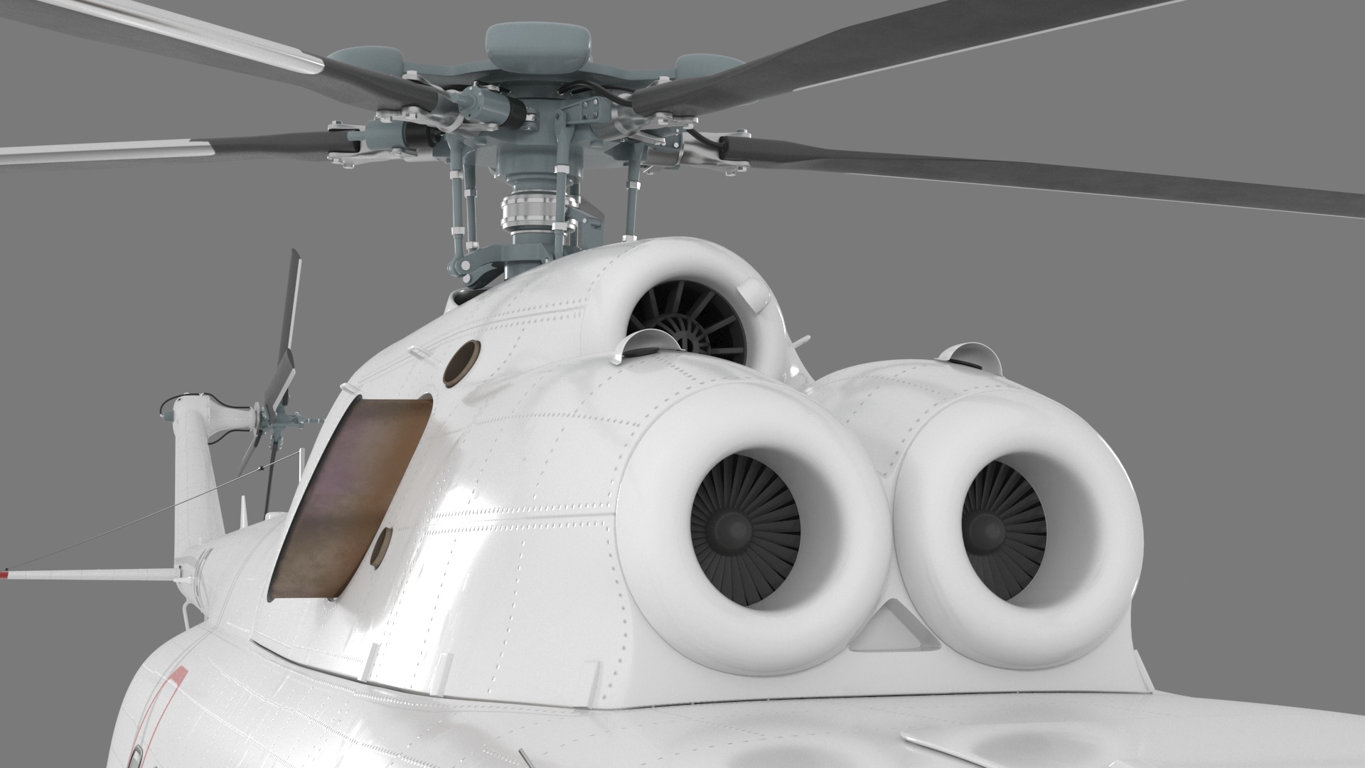 Helicopter MI-171 A3 White Rigged for Maya 3D