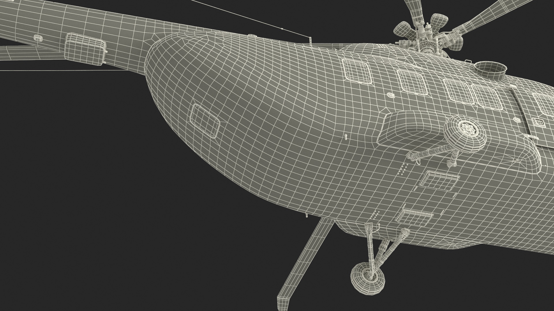 Helicopter MI-171 A3 White Rigged for Maya 3D