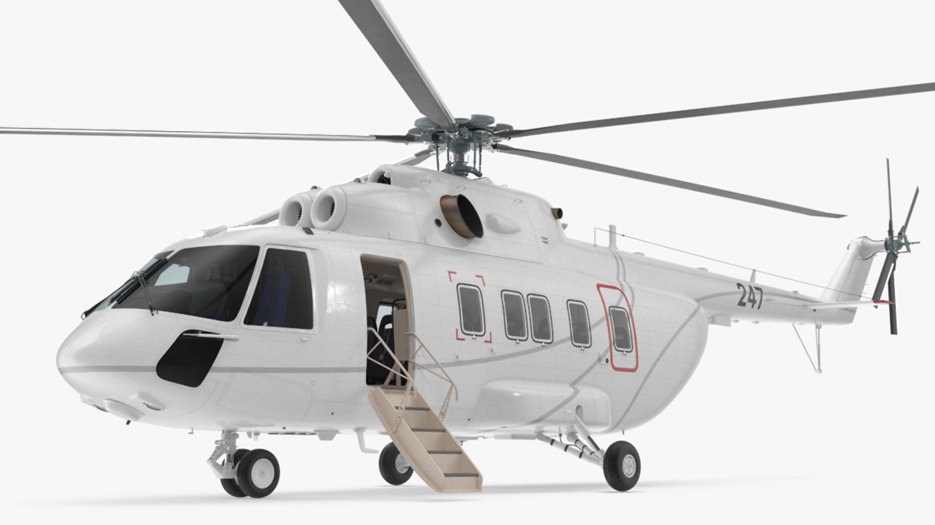 Helicopter MI-171 A3 White Rigged for Maya 3D