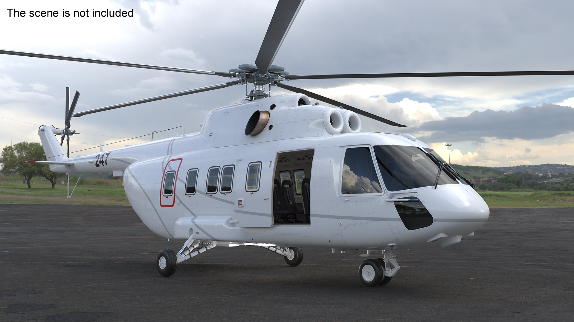 Helicopter MI-171 A3 White Rigged for Maya 3D