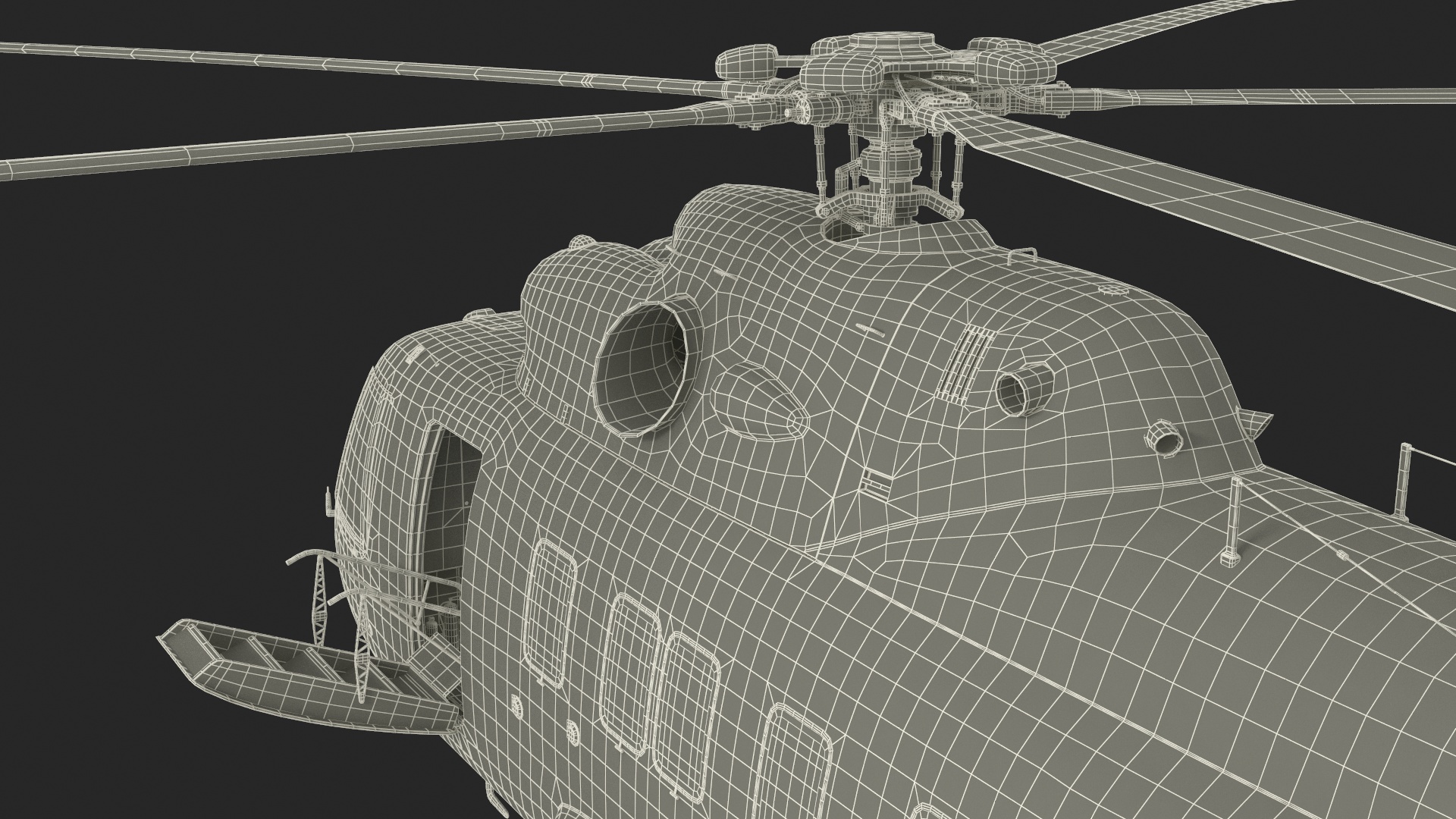 Helicopter MI-171 A3 White Rigged for Maya 3D