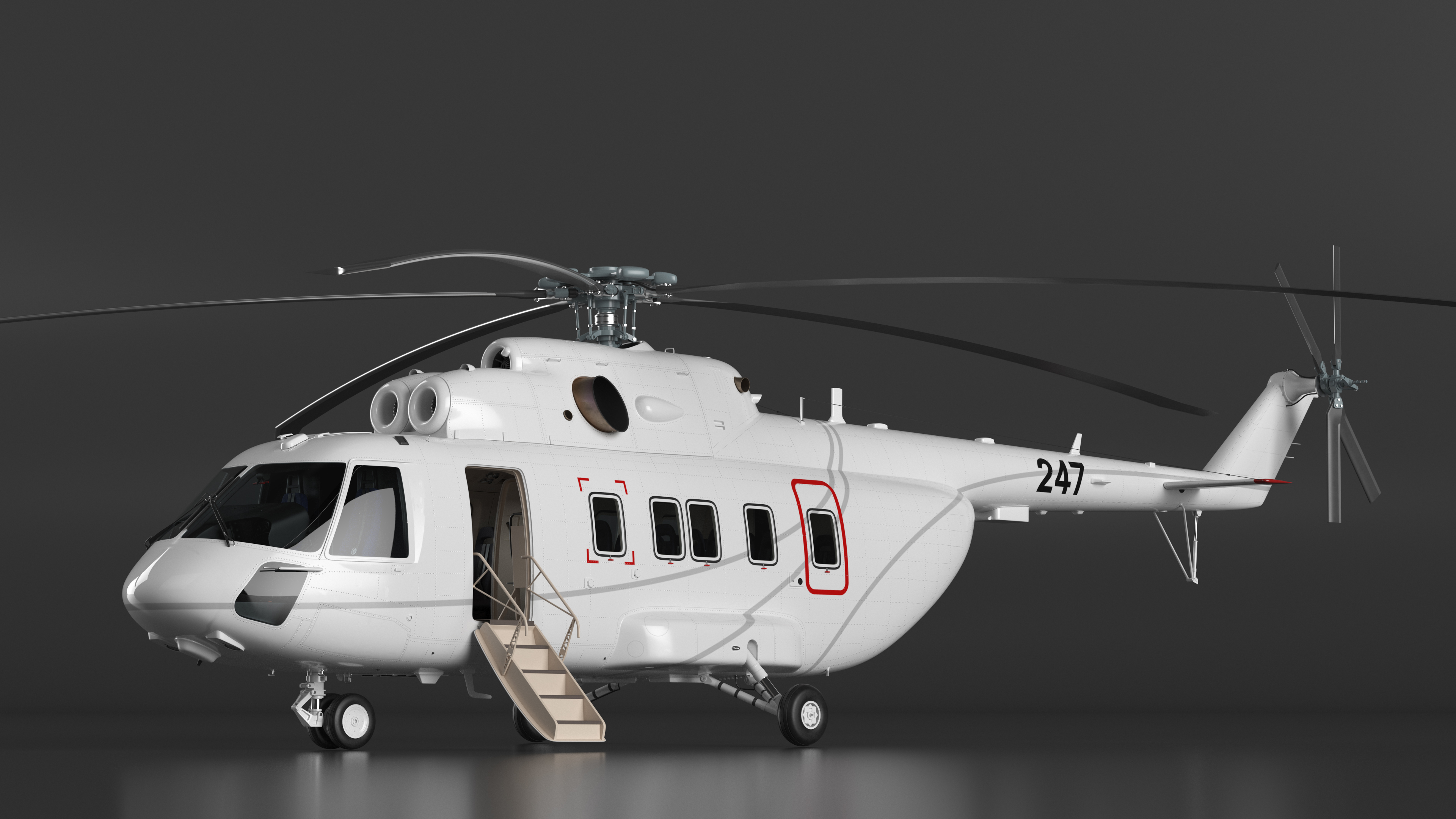 Helicopter MI-171 A3 White Rigged for Maya 3D