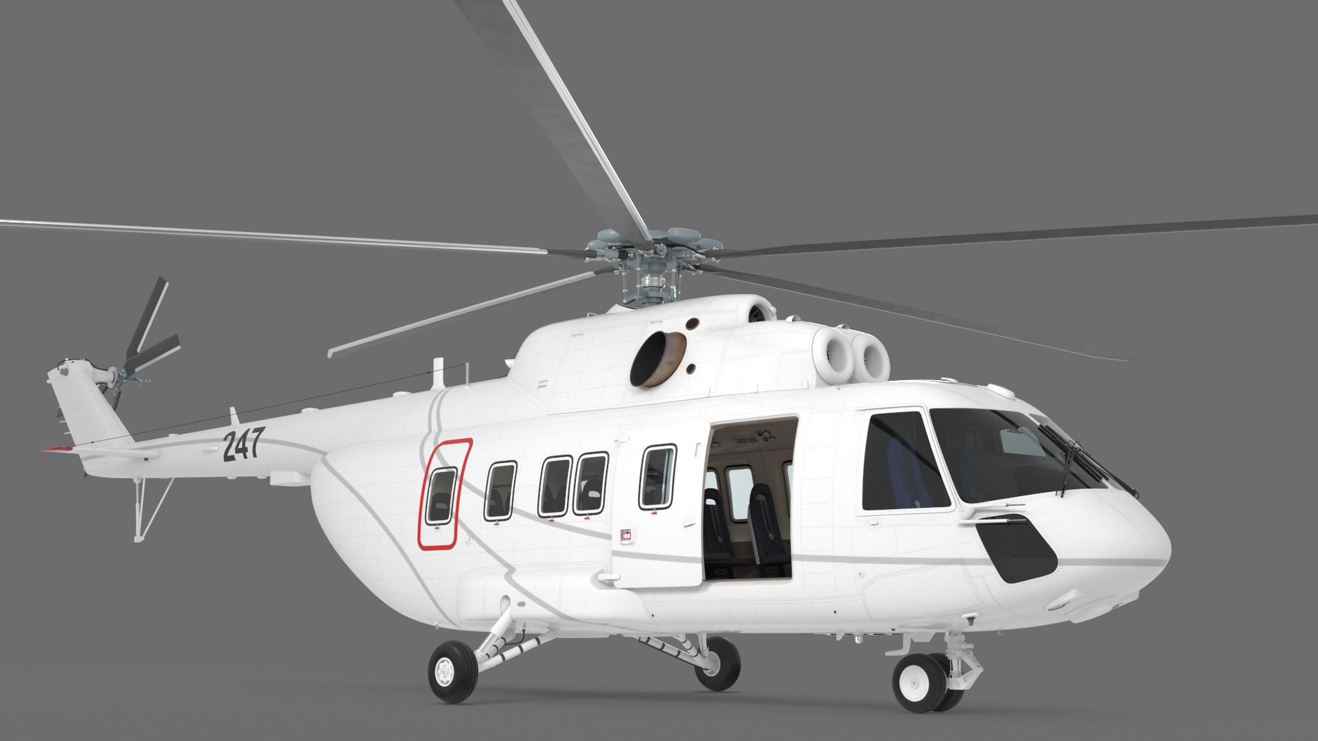 Helicopter MI-171 A3 White Rigged for Maya 3D