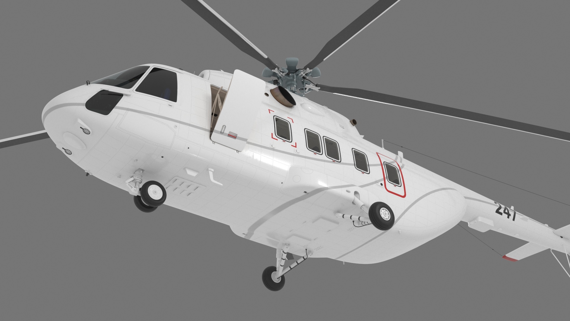 Helicopter MI-171 A3 White Rigged for Maya 3D