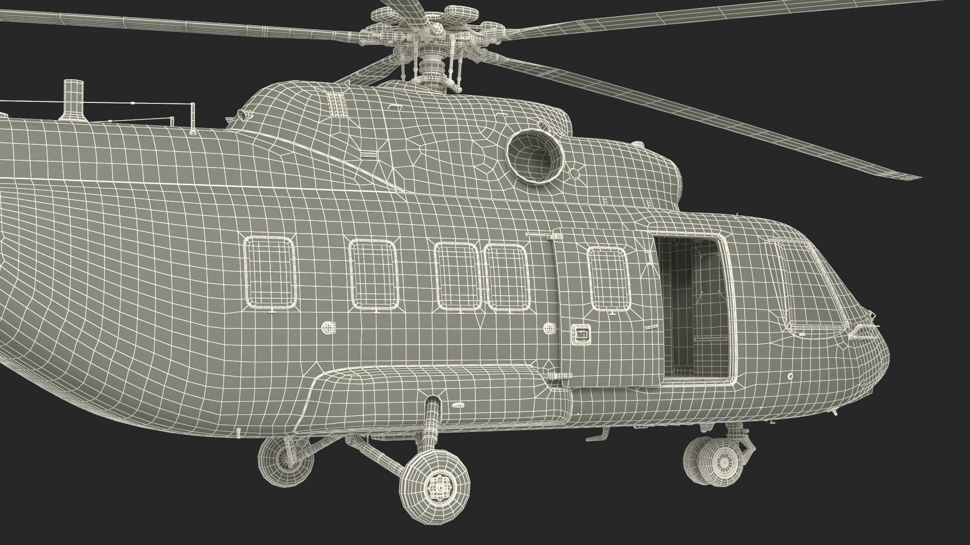 Helicopter MI-171 A3 White Rigged for Maya 3D
