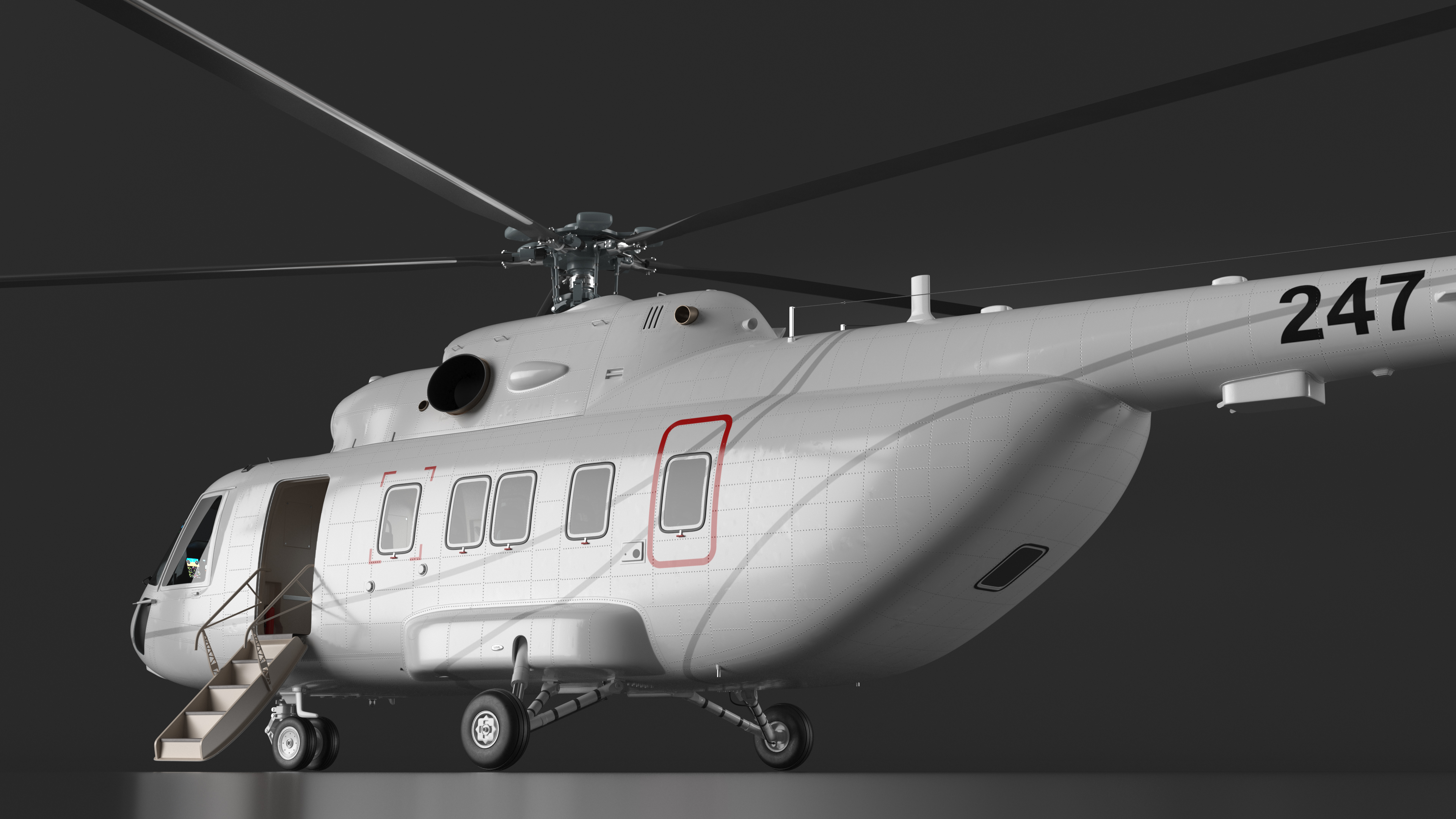 Helicopter MI-171 A3 White Rigged for Maya 3D