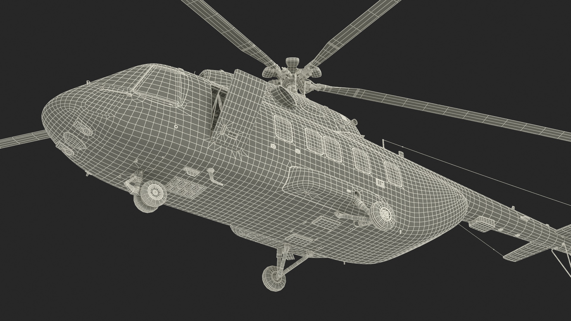 Helicopter MI-171 A3 White Rigged for Maya 3D
