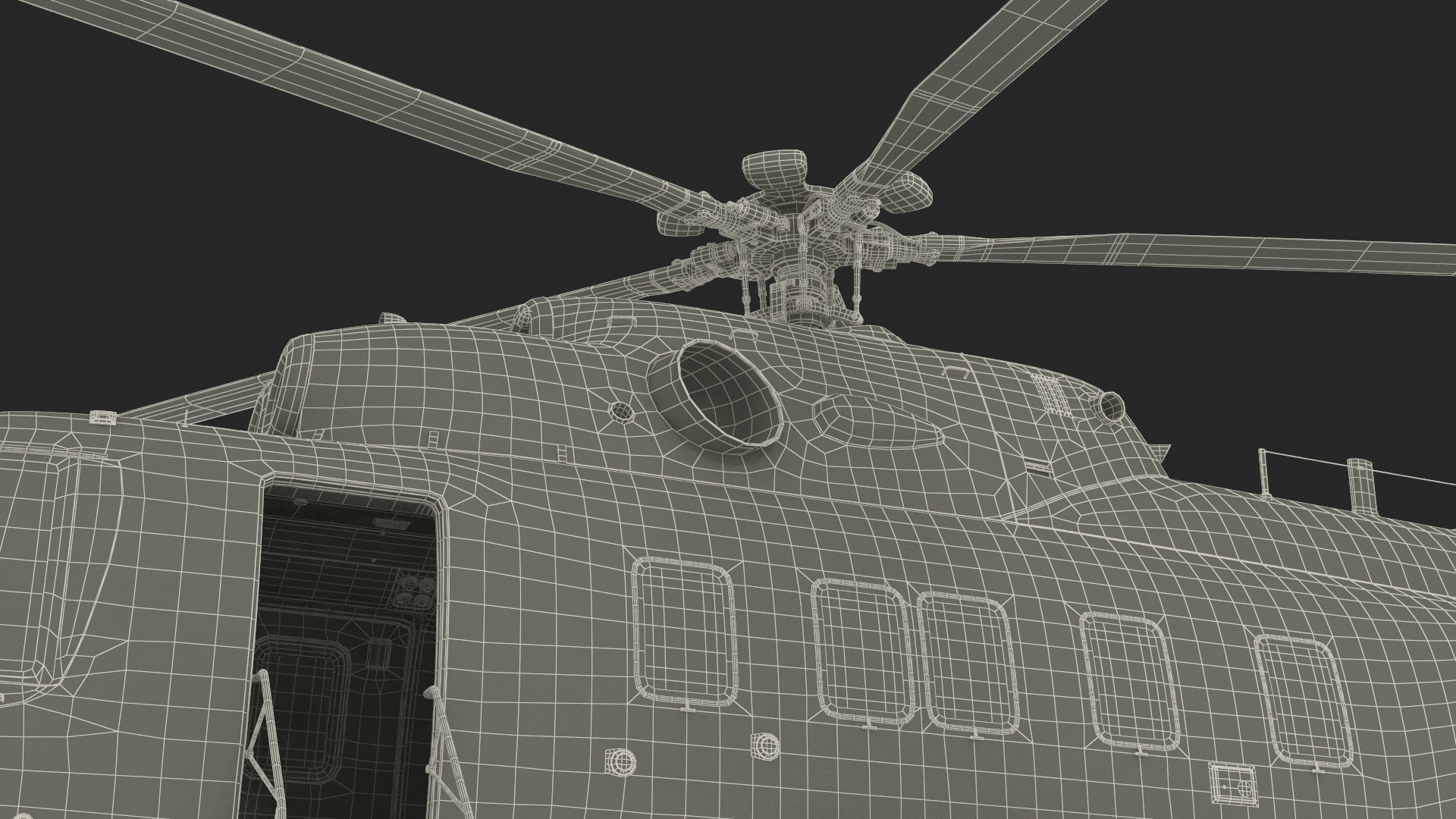 Helicopter MI-171 A3 White Rigged for Maya 3D