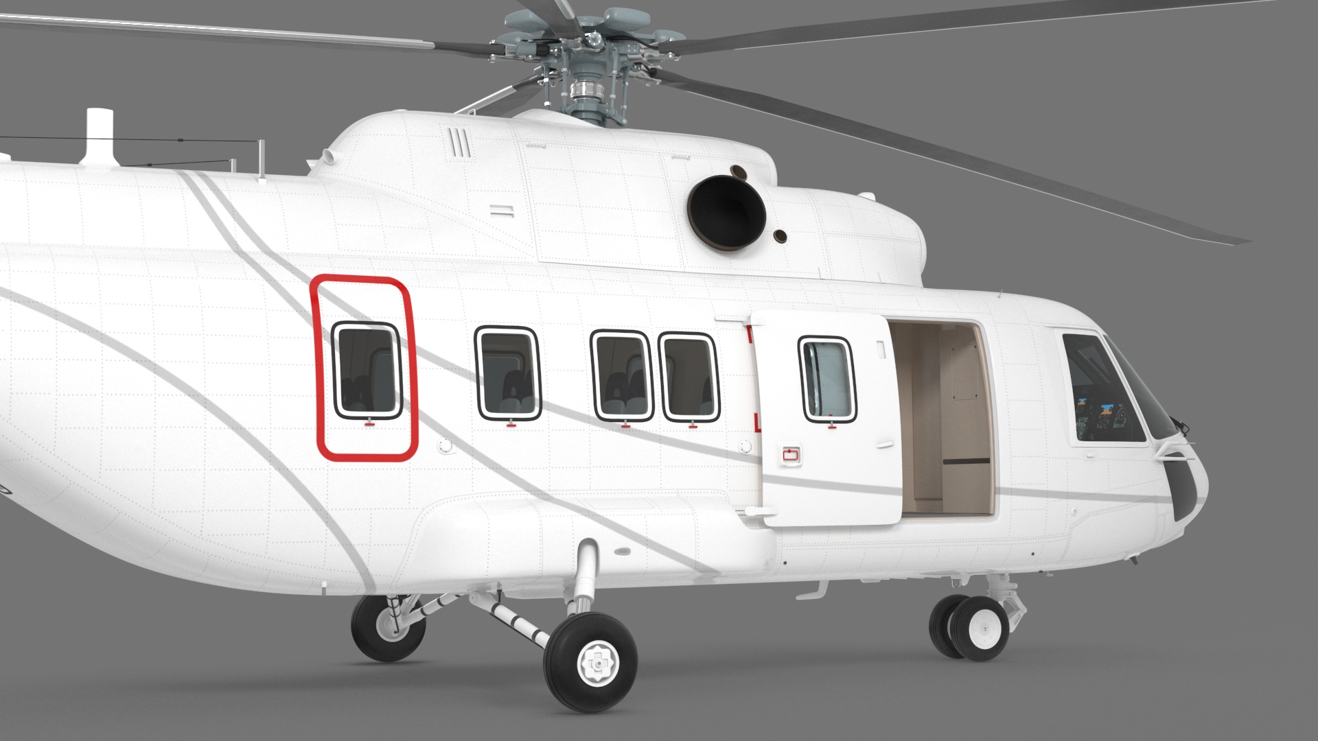 Helicopter MI-171 A3 White Rigged for Maya 3D